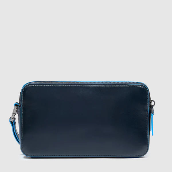 Piquadro pochette da uomo con chiusura zip e laccio da polso in pelle BLU TU | Giò Fashion