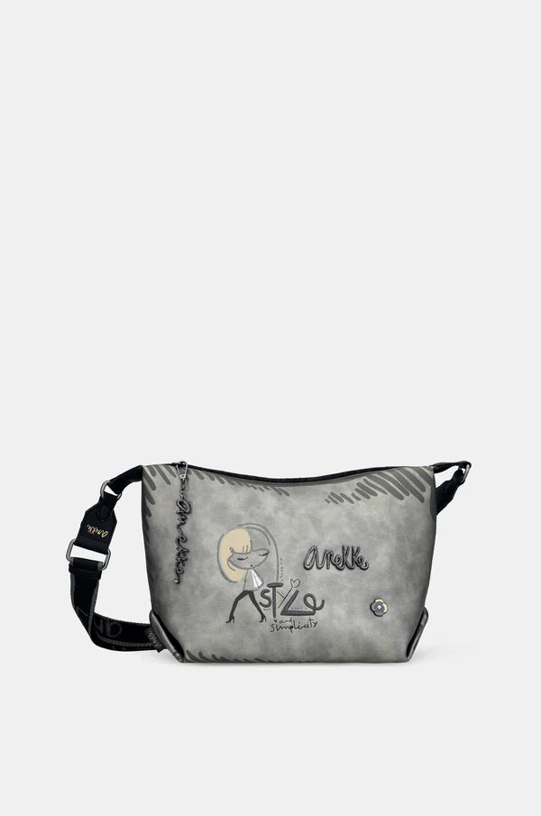 Borsa a tracolla Anekke con grafica illustrata Grigio TU | Giò Fashion
