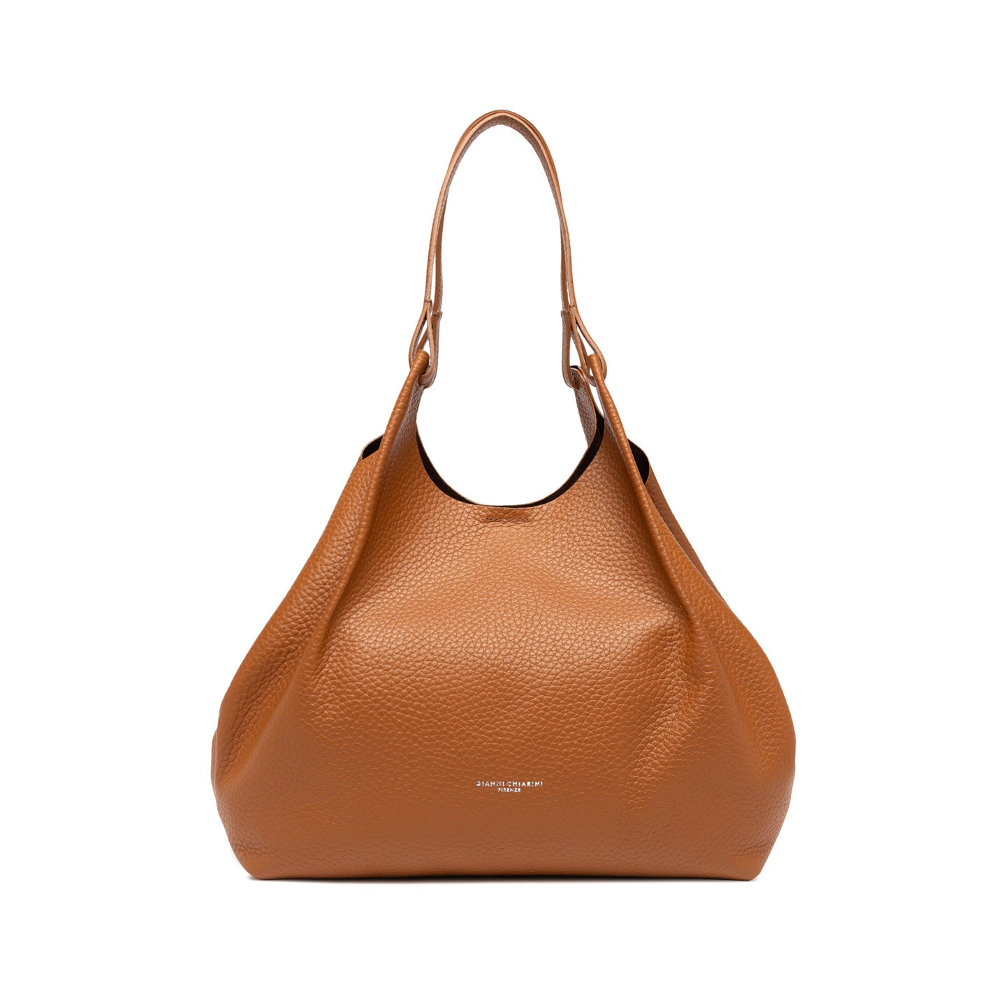 Gianni Chiarini Dua - Hobo Bag Iconica in Pelle Maxi-Grain con Manici Doppi CUOIO TU | Giò Fashion
