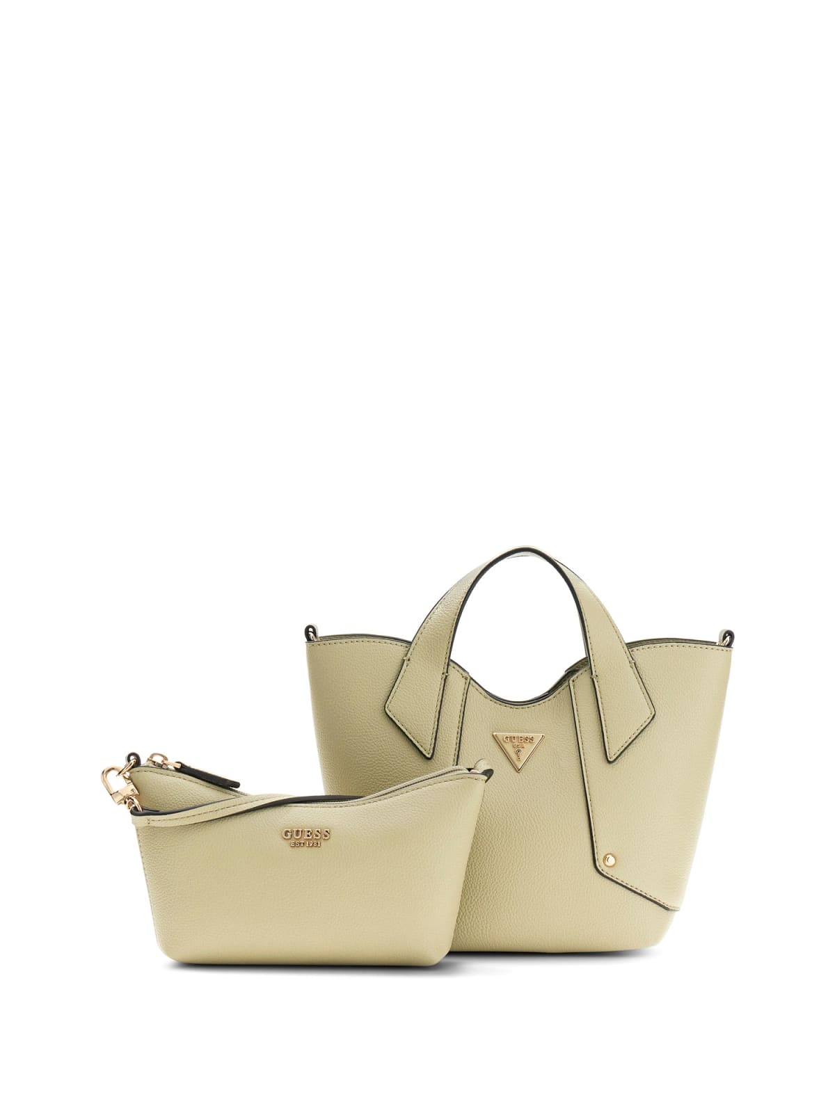 Borsa a mano Guess donna strutturata con doppi manici e logo SALVIA TU | Giò Fashion