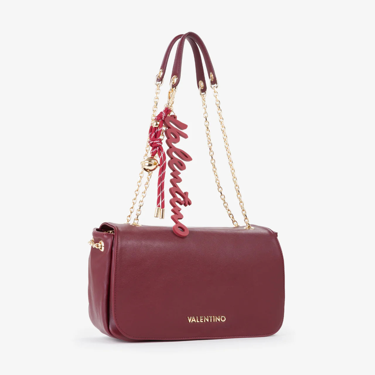 Valentino borsa a spalla con catena e charm logo BORDEAUX TU | Giò Fashion