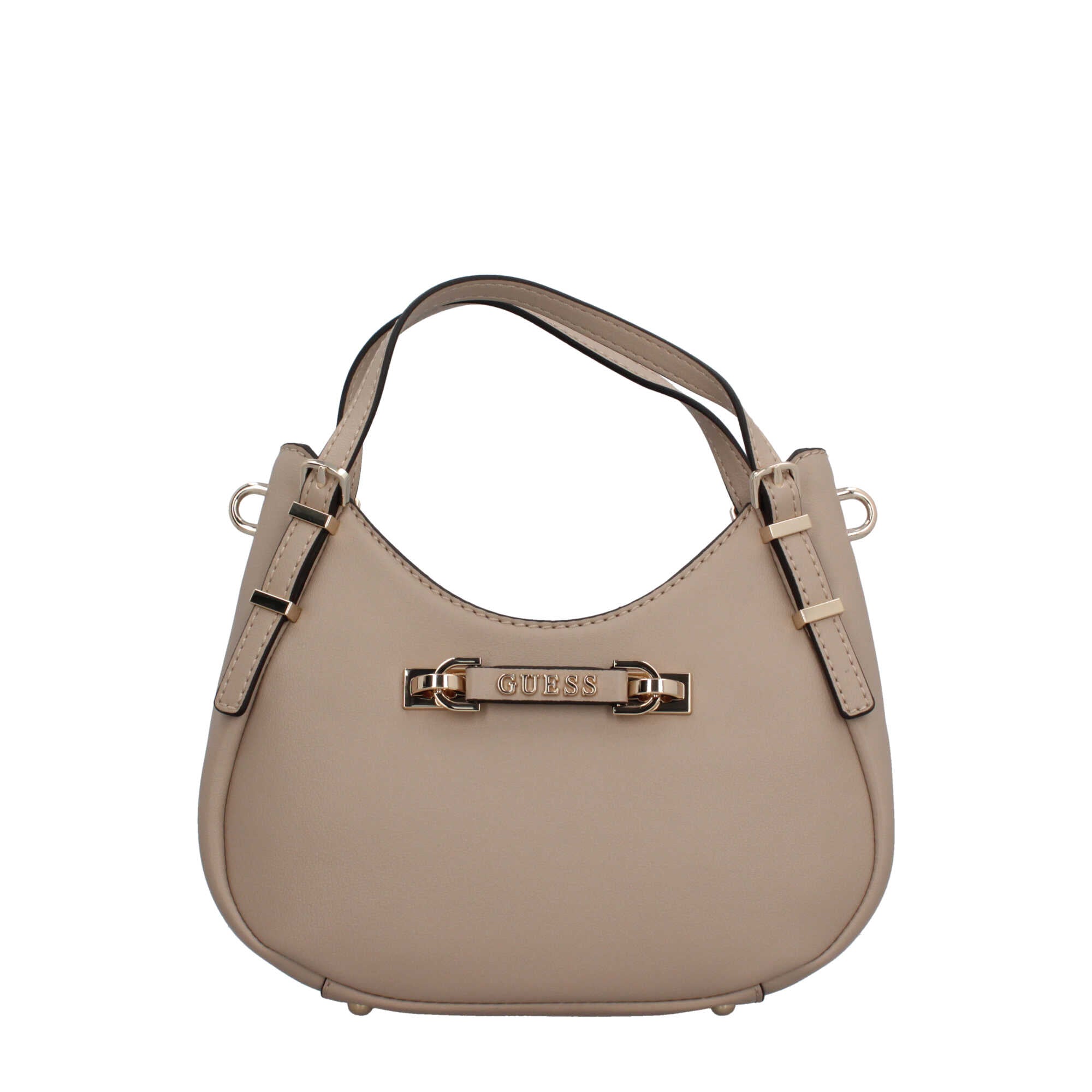Borsa Guess a mano e tracolla con logo metallico Beige TU | Giò Fashion
