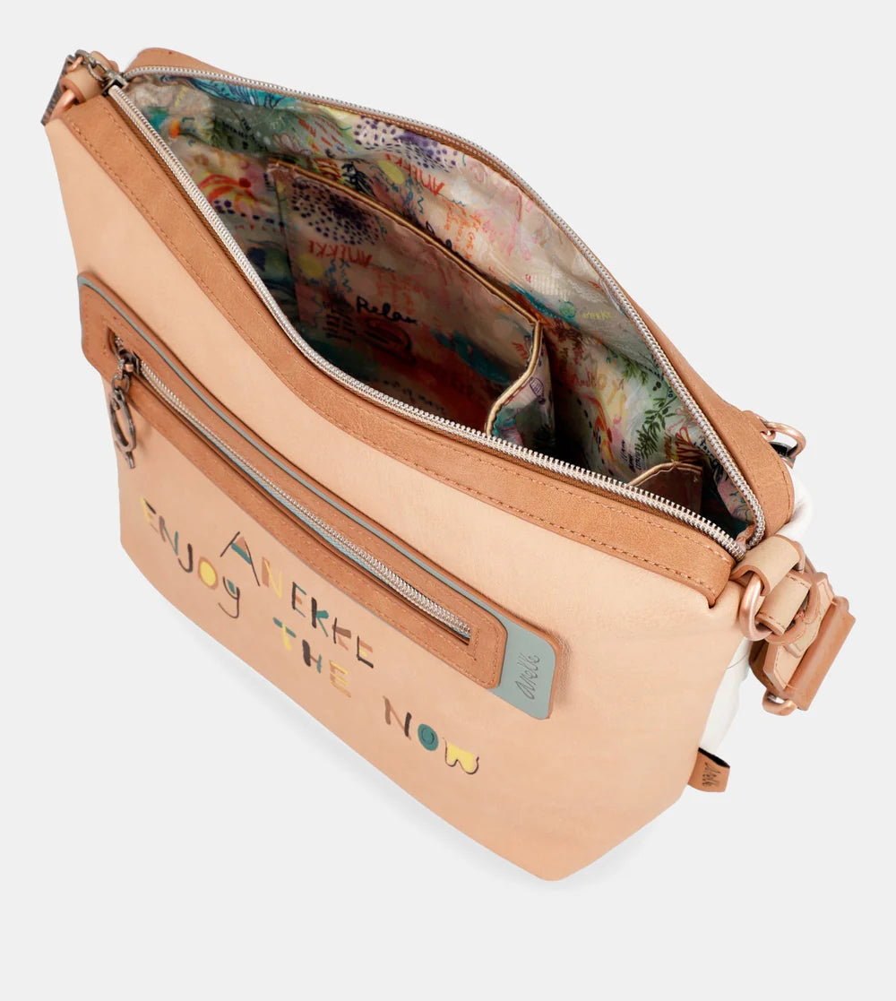 Borsa a tracolla media Anekke Sunrise con stampa ispirata al Mediterraneo Bianco TU | Giò Fashion