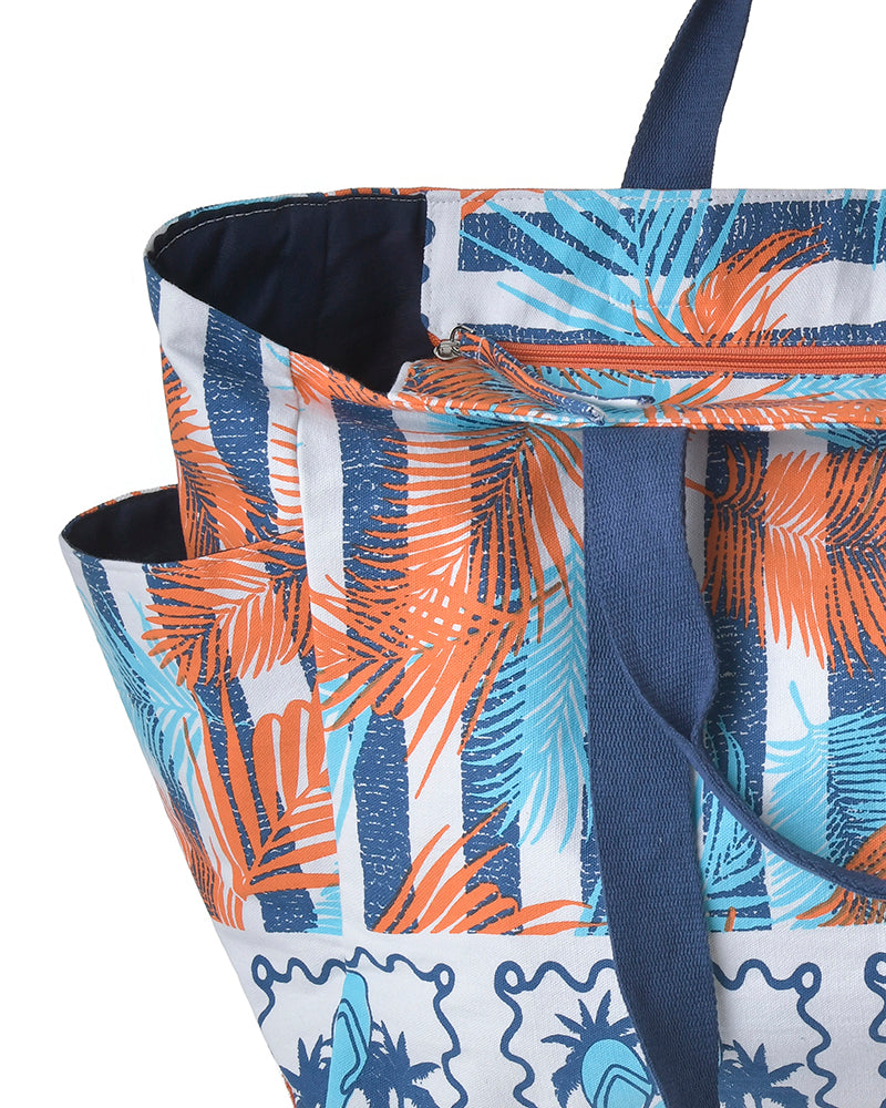 Ble Resort Collection Borsa Azzurro in Tessuto con Foglie