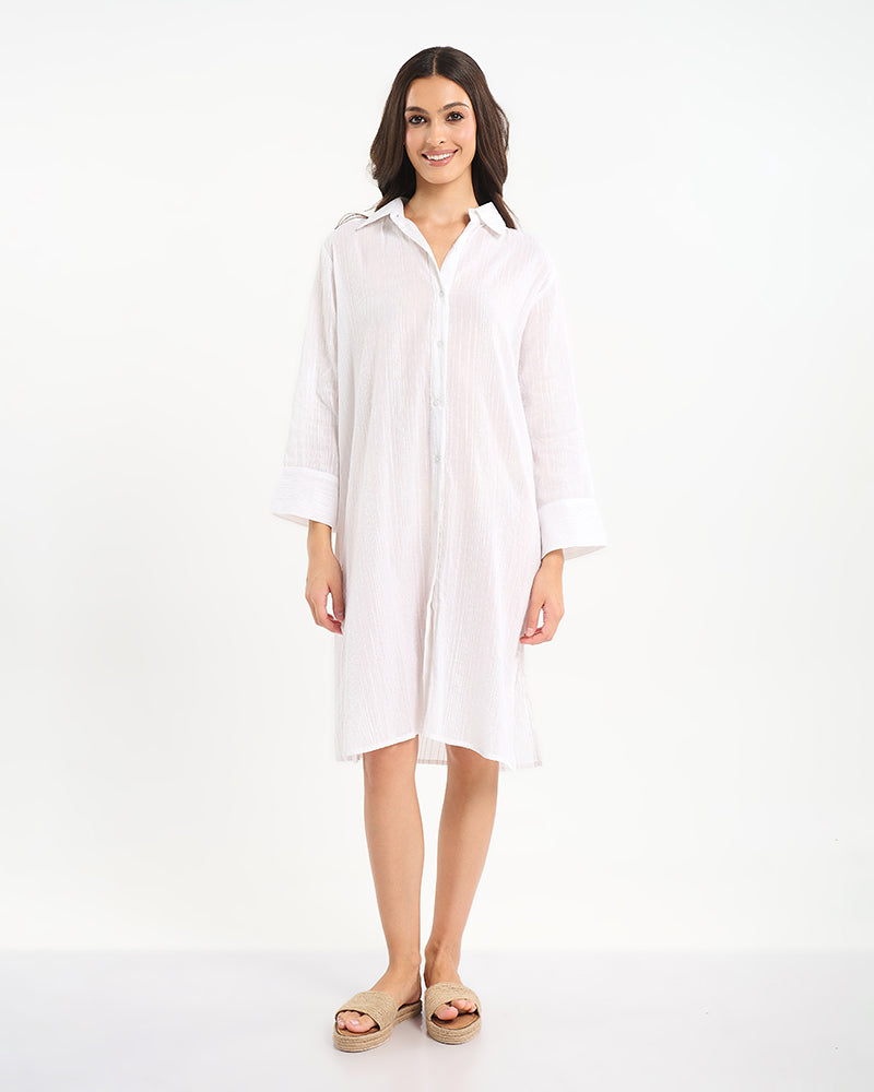 Ble Resort Collection Camicia Lunga con Lurex con Ricamo sul Retro