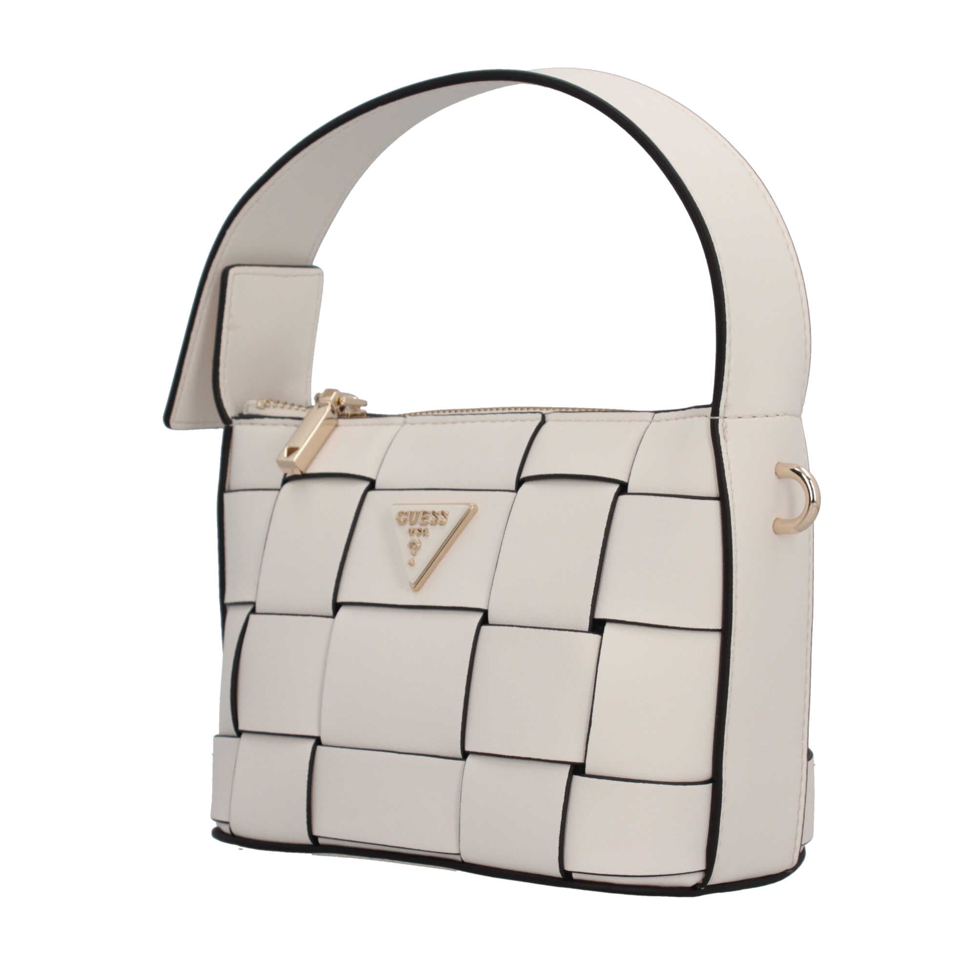 Borsa a spalla Guess intrecciata con logo frontale Beige TU | Giò Fashion
