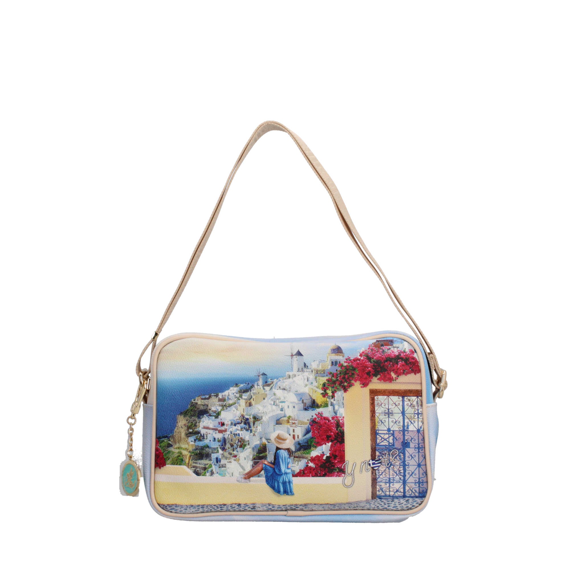 Borsa a tracolla YNot con stampa artistica e chiusura zip