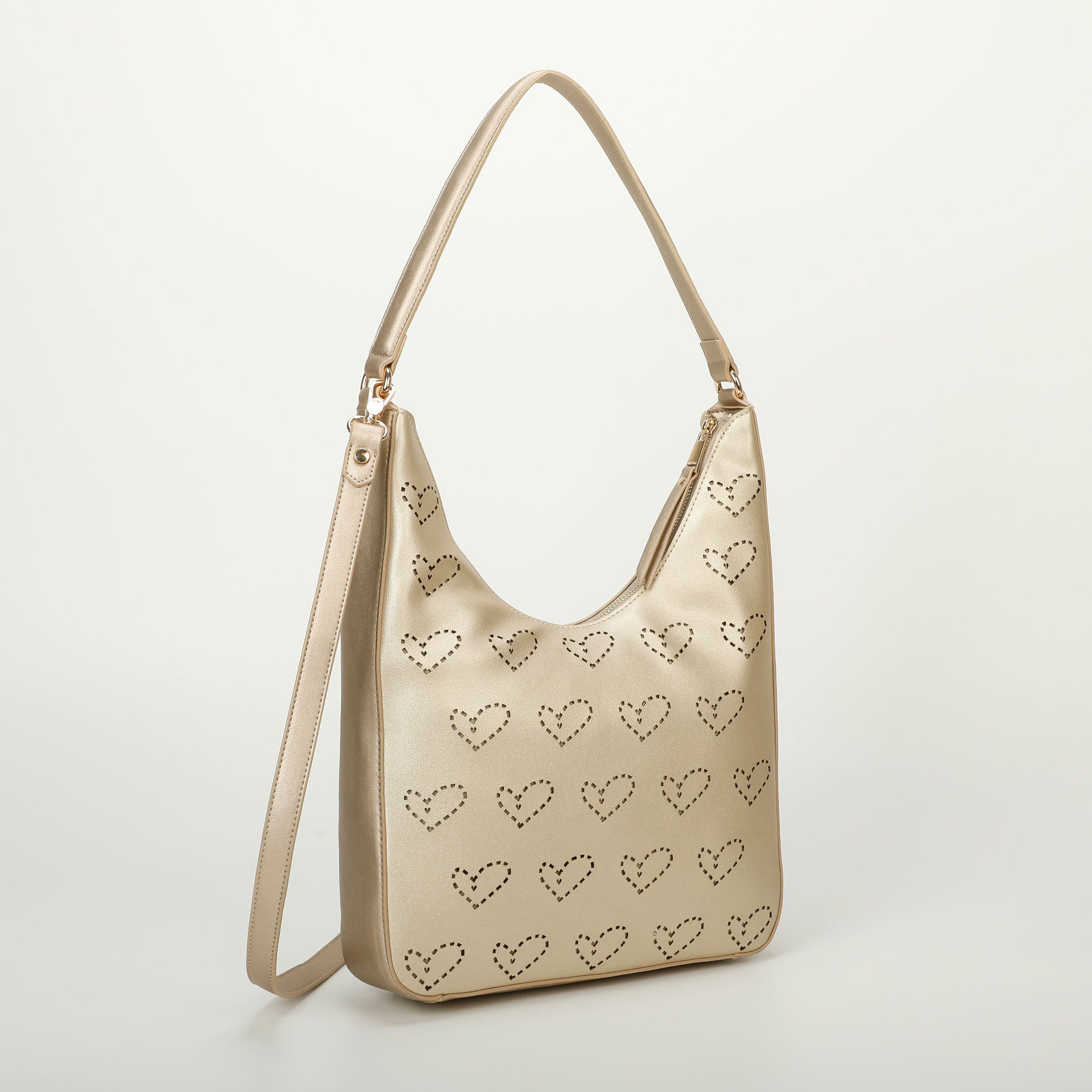 Mimi Mua Borsa a Spalla con Motivo Cuori Traforati