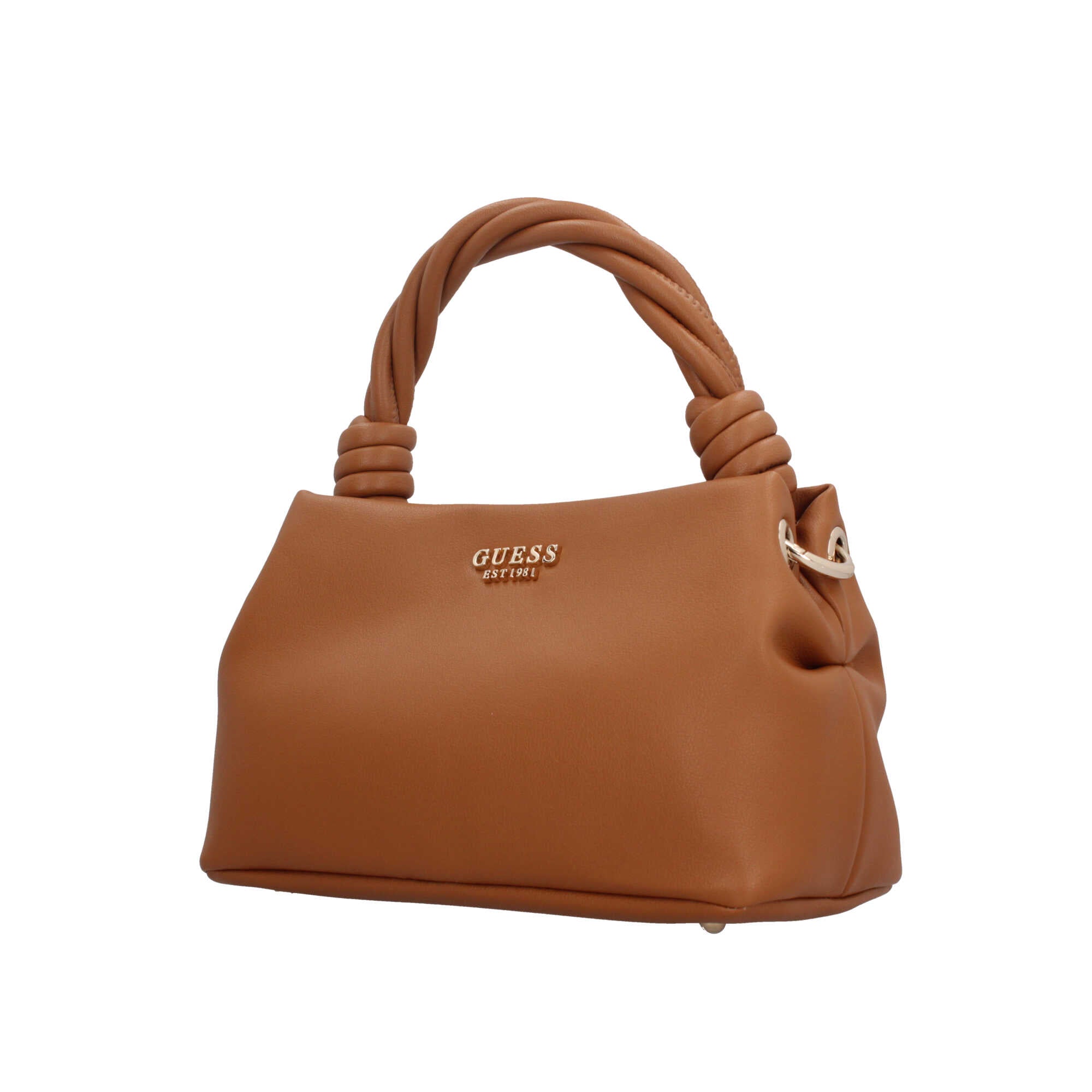 Borsa a mano Guess con manico intrecciato e logo in metallo