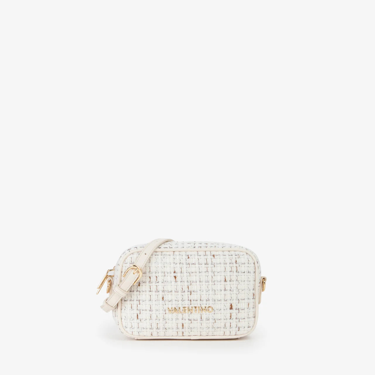 Valentino borsa a tracolla in tweed con catena Bianco TU | Giò Fashion
