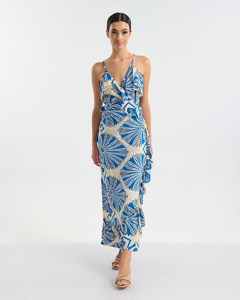 Ble Resort Collection Abito Lungo a Portafoglio con Dettagli