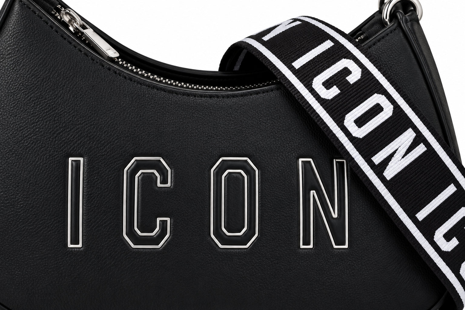 Borsa a spalla con tracolla logata e logo a contorno