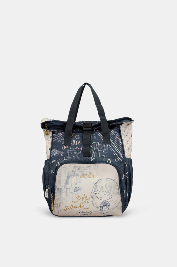 Zaino Anekke con tasca frontale illustrata BLU TU | Giò Fashion