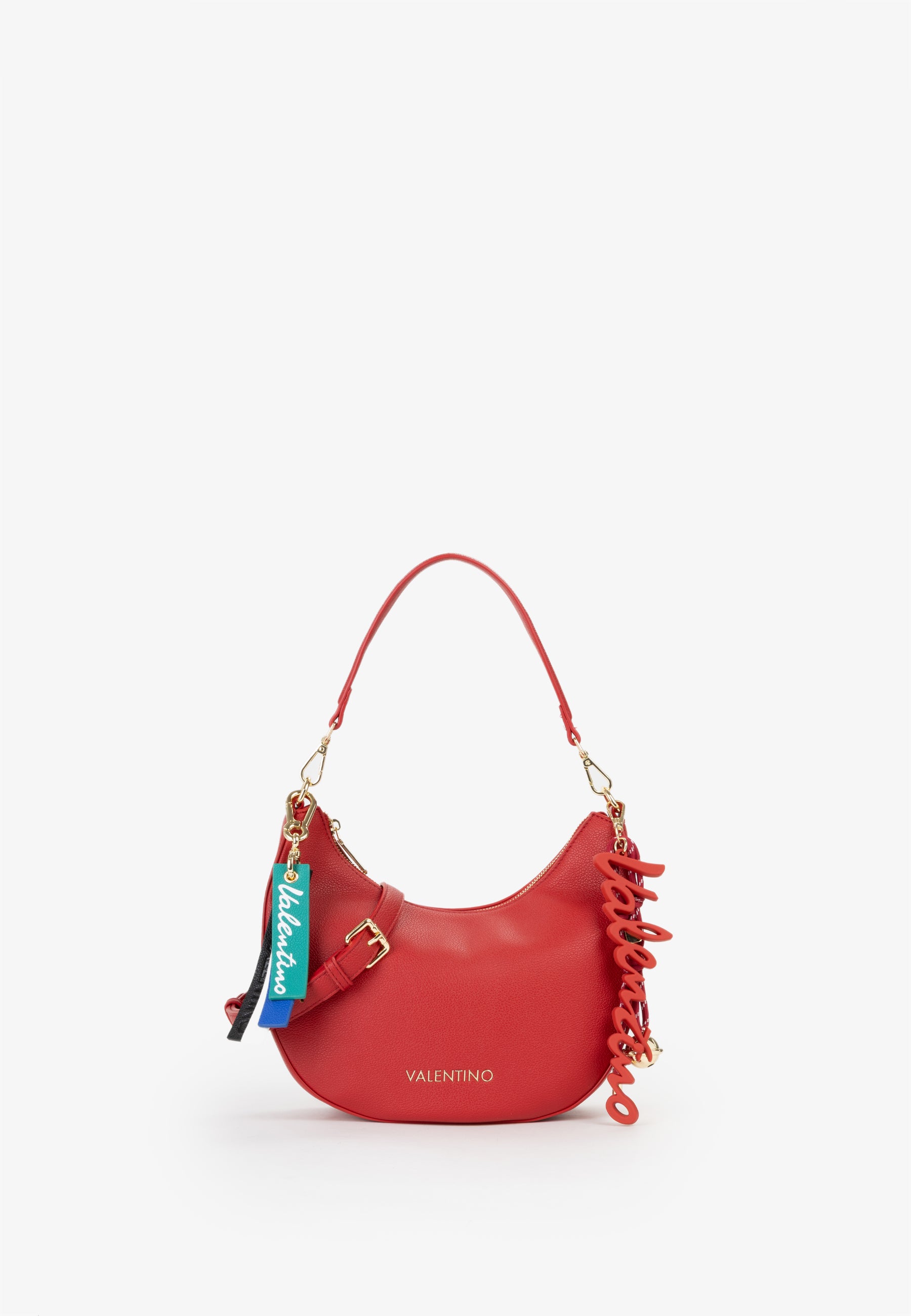 Borsa a spalla donna Mario Valentino compatta con silhouette arrotondata e dettagli iconici Rosso TU | Giò Fashion