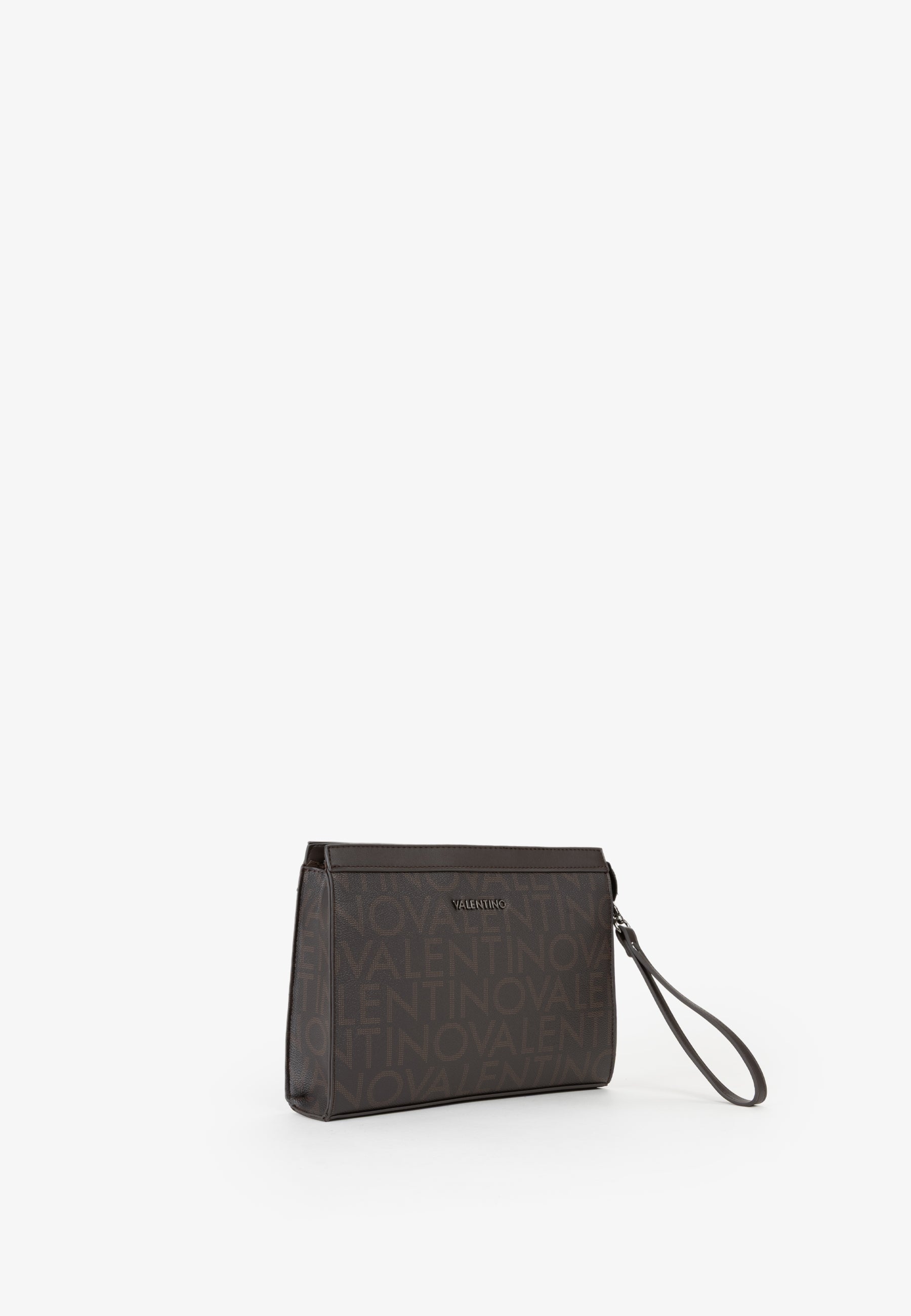 Pochette uomo Mario Valentino con stampa logo all over e chiusura zip Marrone TU | Giò Fashion