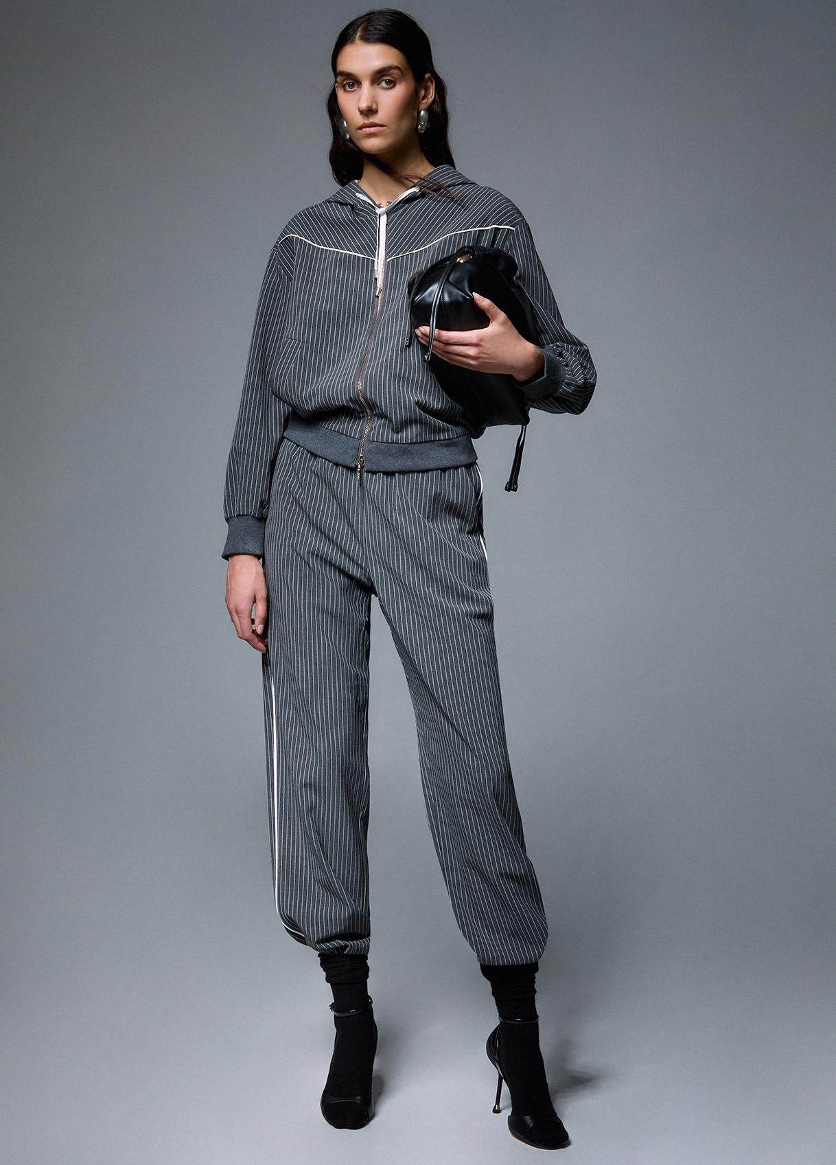 Liu Jo Pantaloni Donna Gessati con Inserto in Pizzo