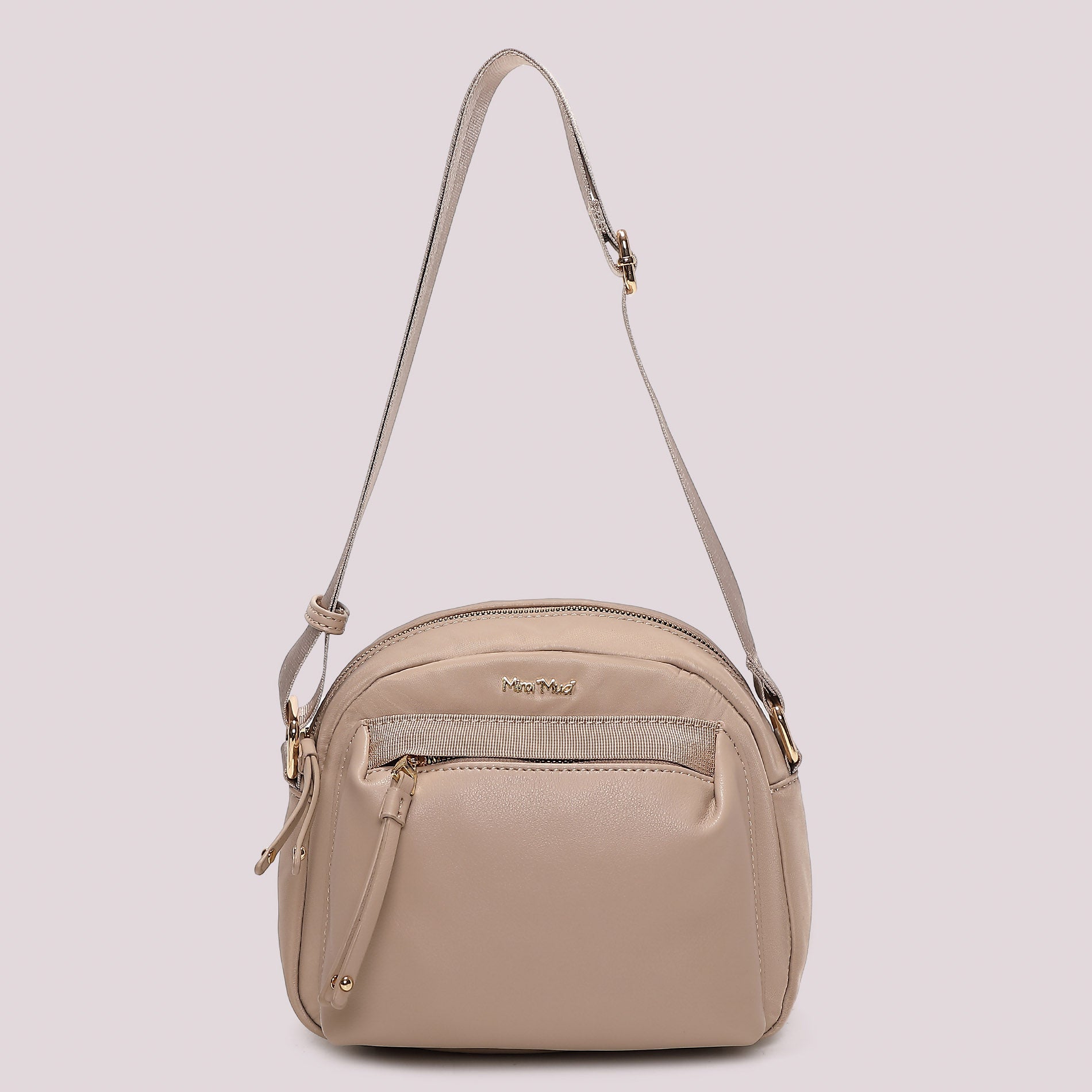 Borsa tracolla Mimi Mua donna compatta con tasca esterna e zip TAUPE TU | Giò Fashion