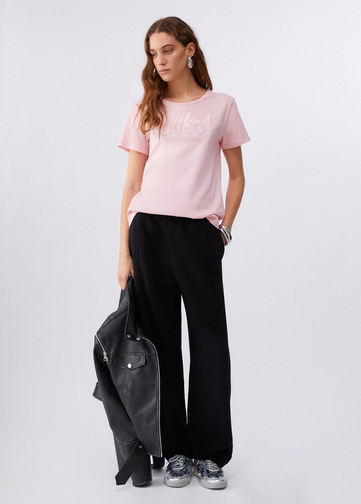 T shirt Liu Jo donna con logo Weekend Liu Jo applicato Rosa S | Giò Fashion