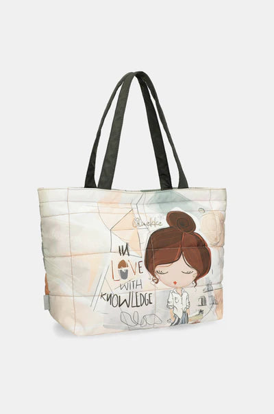 Borsa Shopping Anekke Donna Trapuntata Capiente con Manici Lunghi Beige TU | Giò Fashion