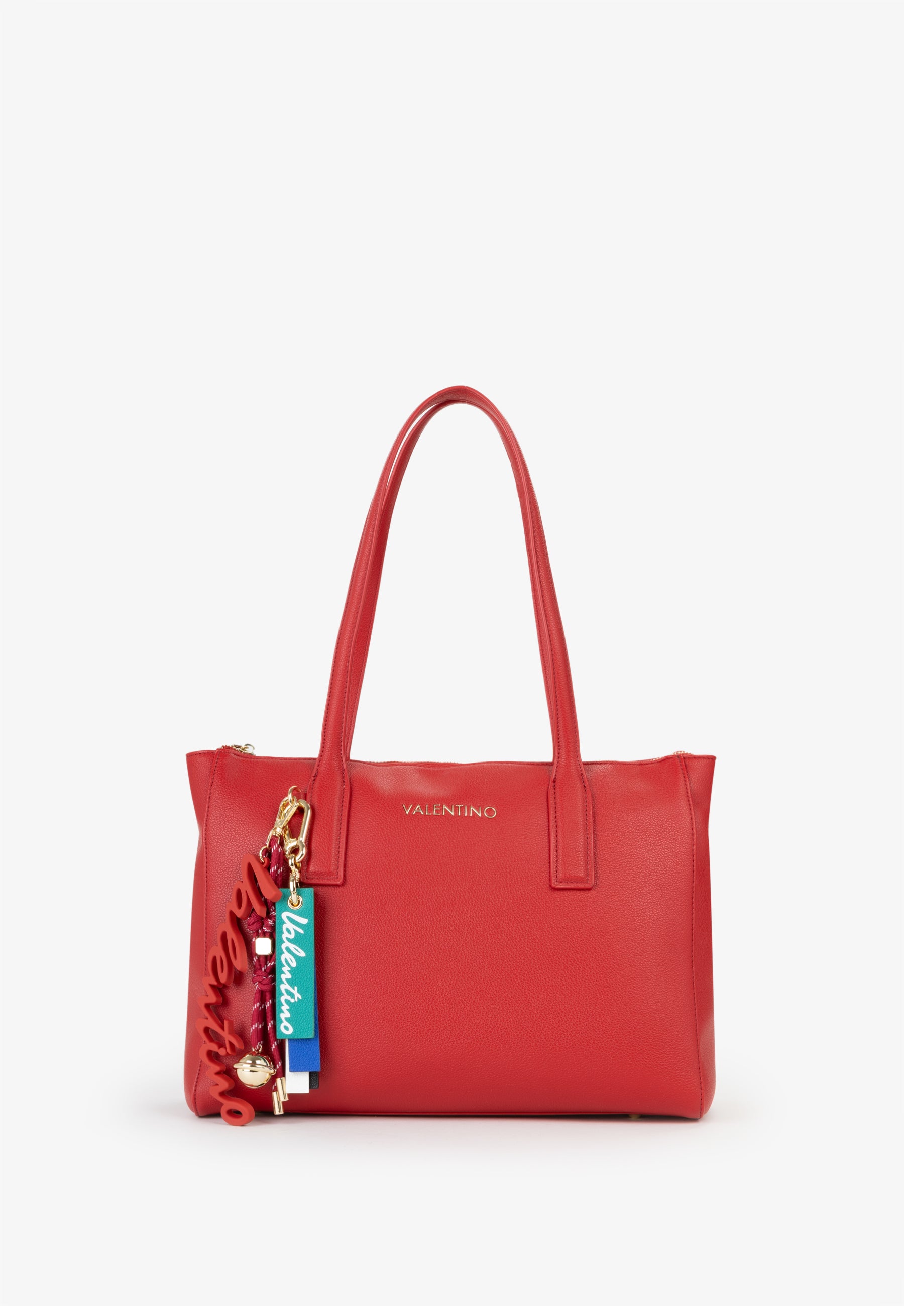 Borsa shopping donna Mario Valentino elegante con doppi manici e charm decorativi Rosso TU | Giò Fashion