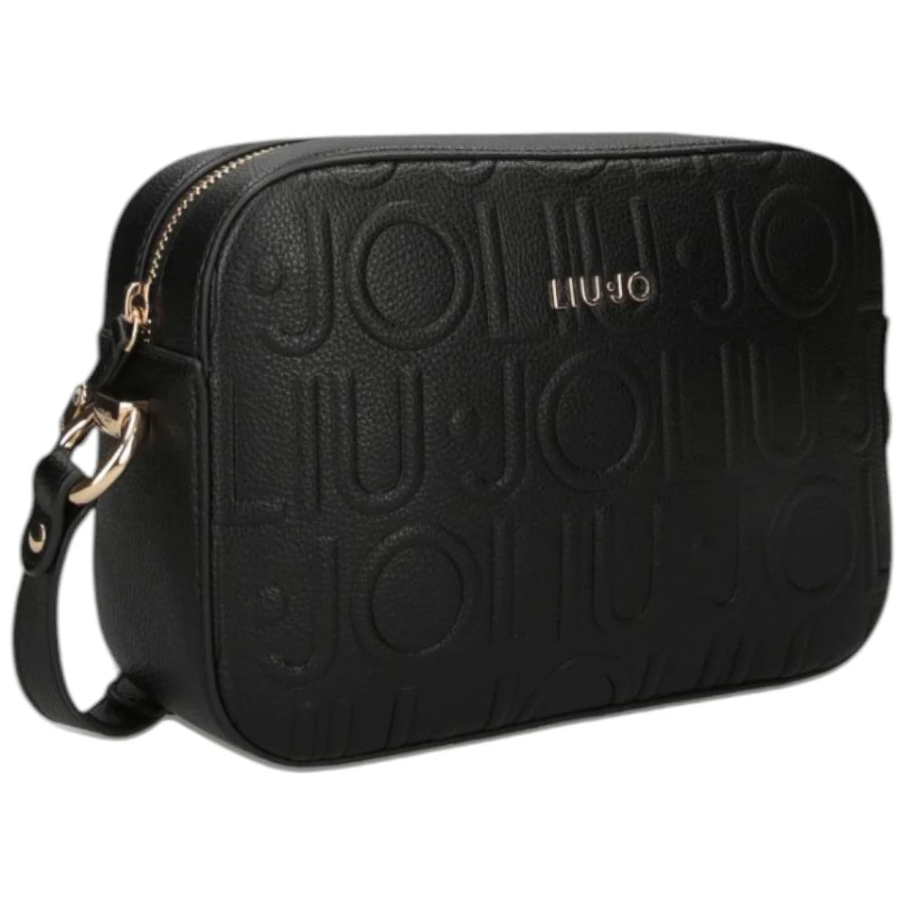 Borsa a tracolla Liu Jo con logo in rilievo all over Nero TU | Giò Fashion