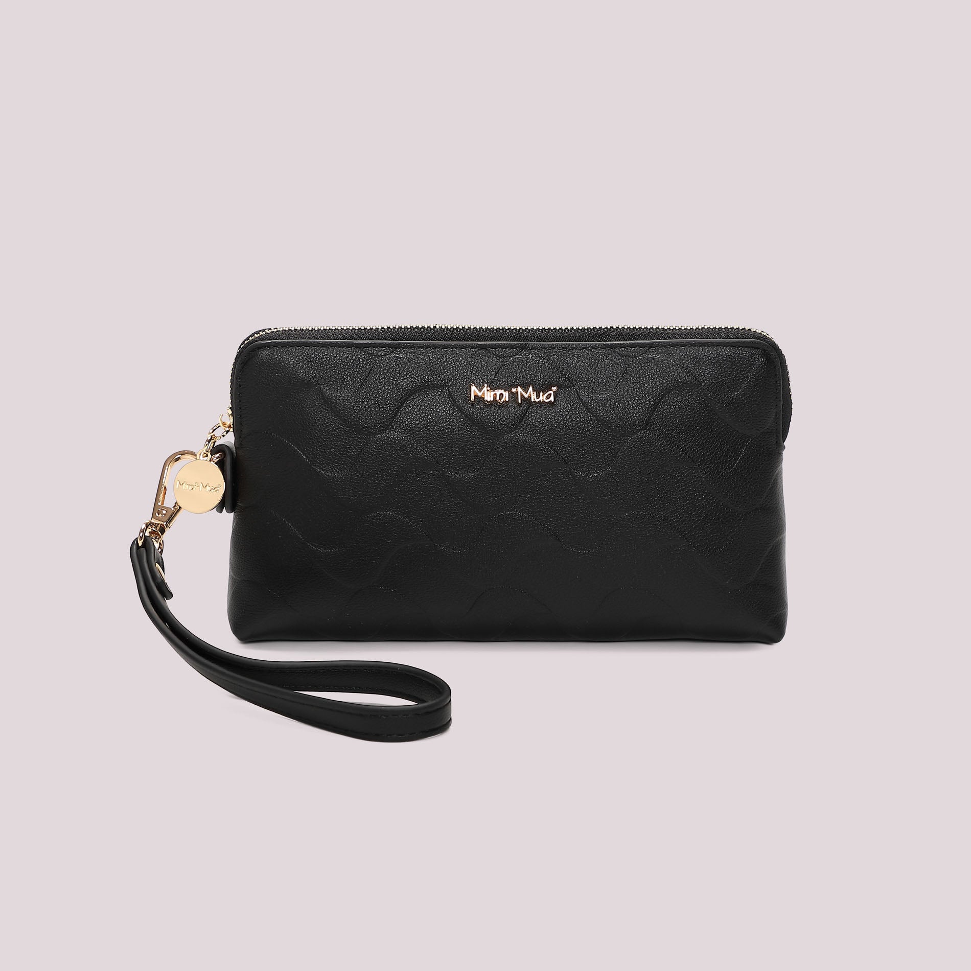 Portafoglio donna Mimi Mua con zip e laccetto da polso design moderno Nero TU | Giò Fashion