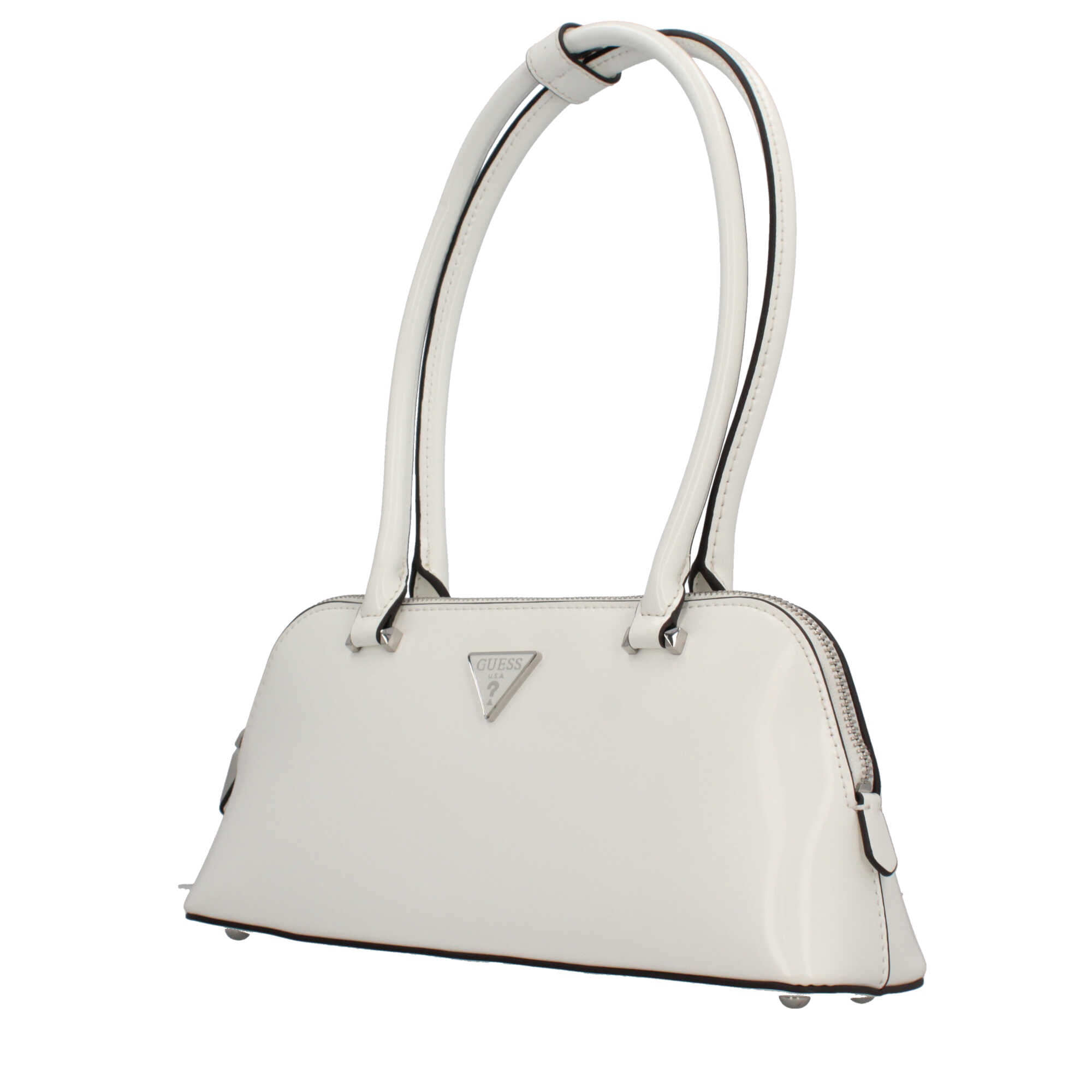 Borsa a spalla con manici rigidi e chiusura zip Guess Bianco TU | Giò Fashion