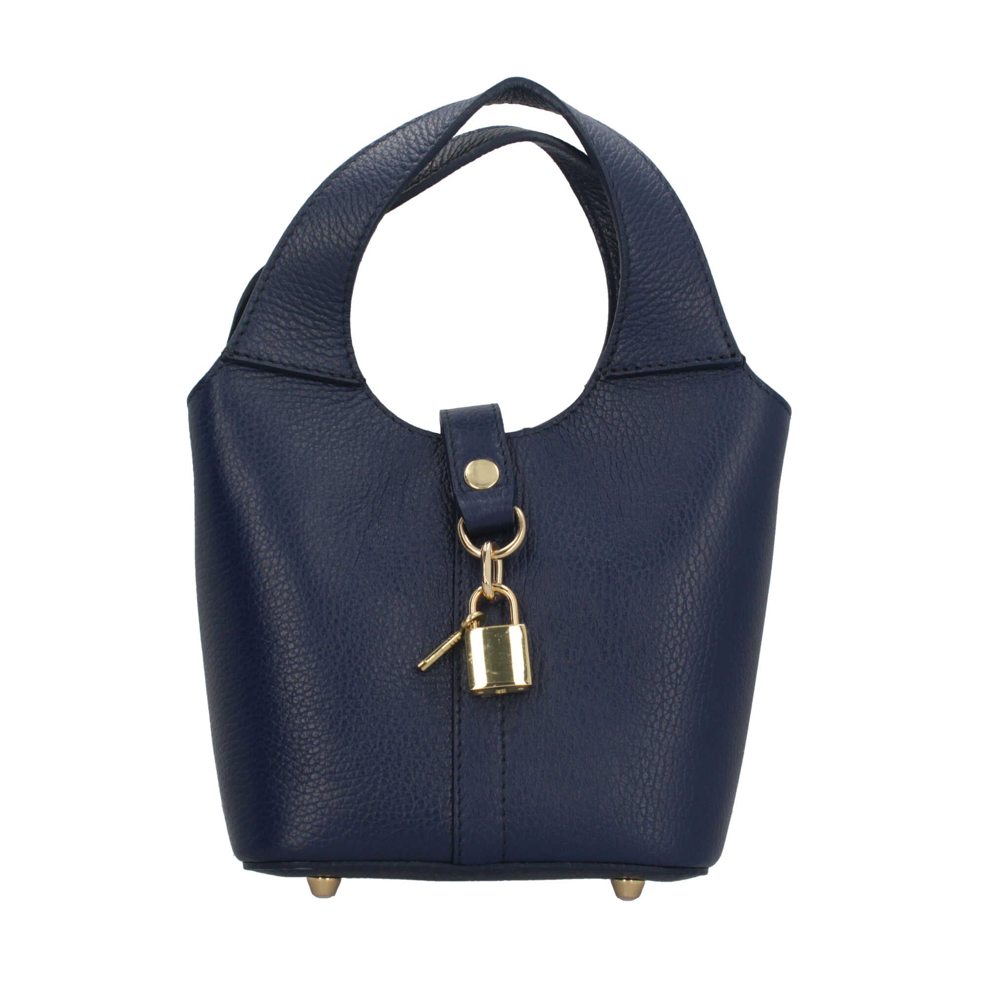 Borsa Made in Italy a mano in vera pelle con chiusura a lucchetto