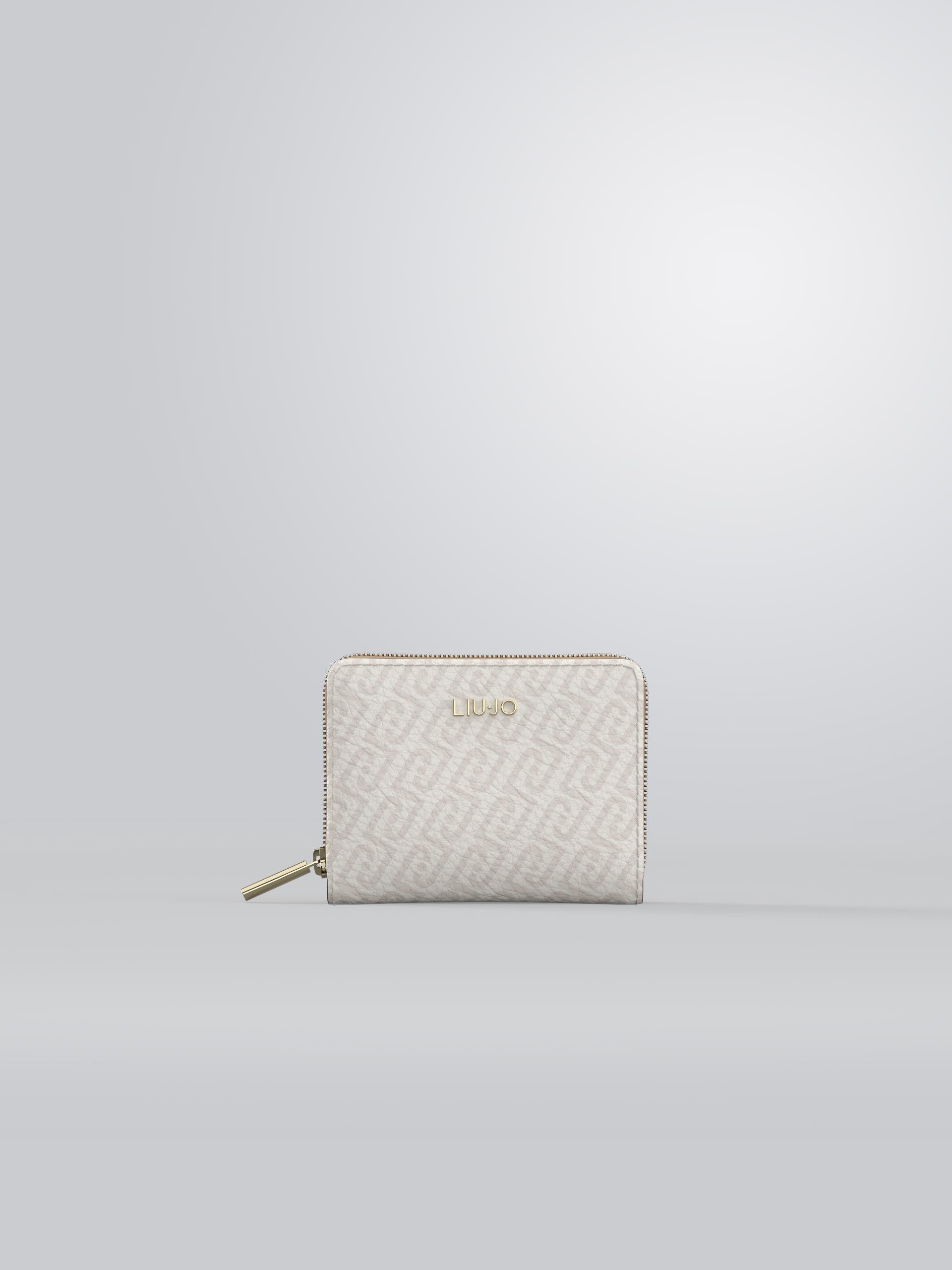 Portafoglio Liu Jo con Stampa Monogram e Chiusura Zip Naturale cipria TU | Giò Fashion