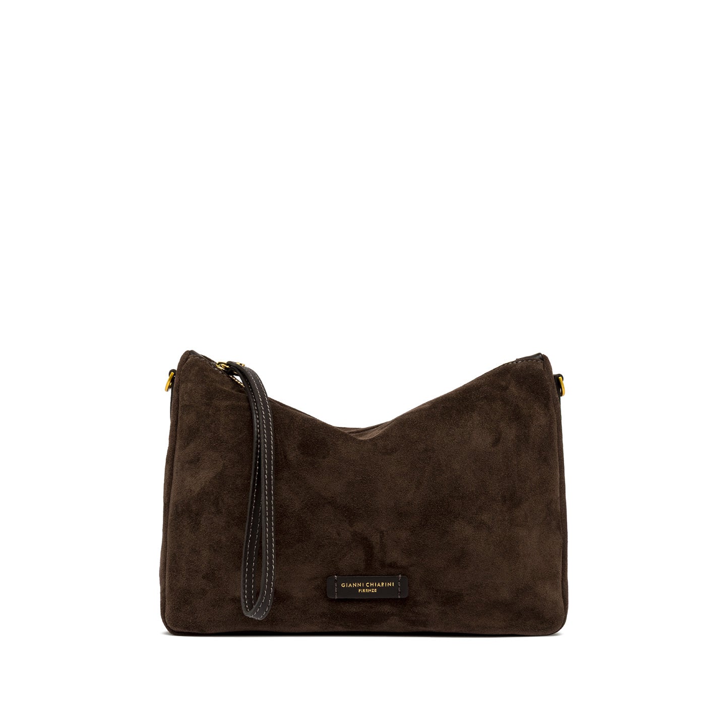 Gianni Chiarini Nora Pouch borsa in pelle scamosciata con tracolla removibile MORO TU | Giò Fashion