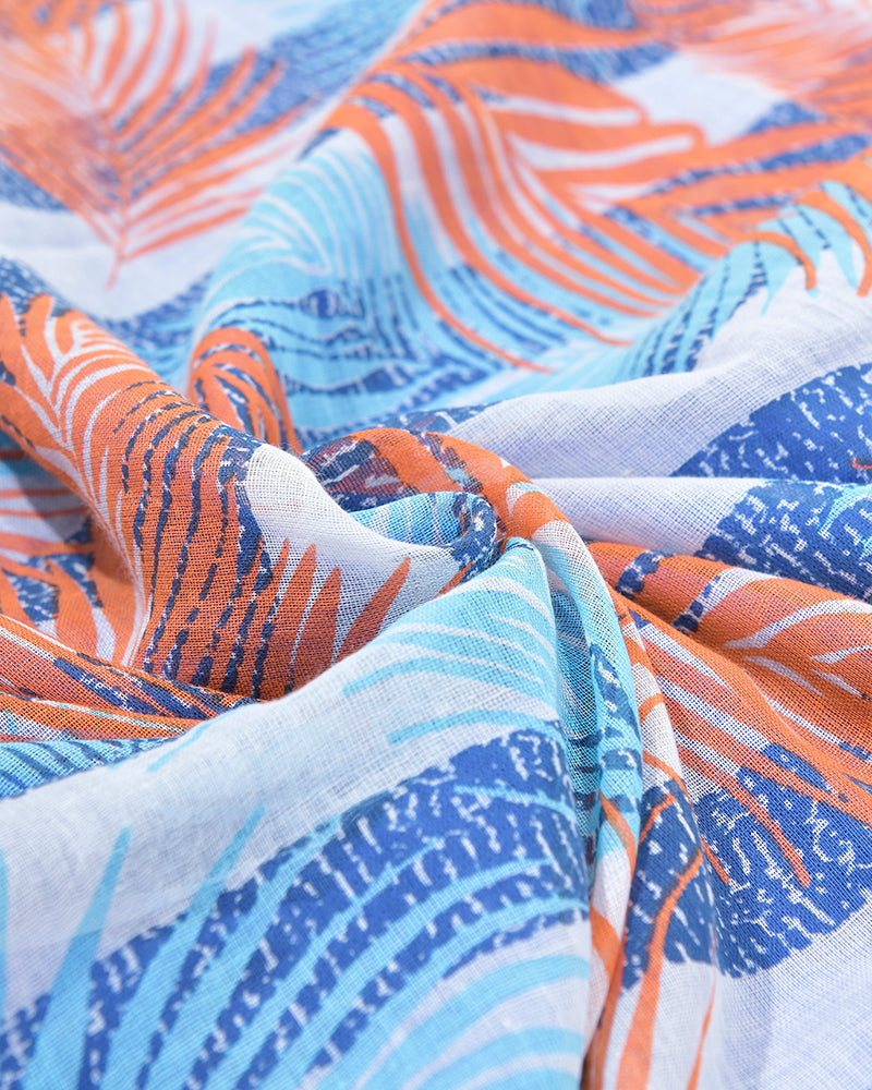 Ble Resort Collection Asciugamano Azzurro Double Face con Foglie
