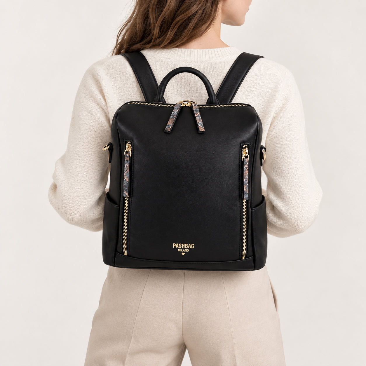 PashBag Zaino Donna con Doppia Zip Frontale