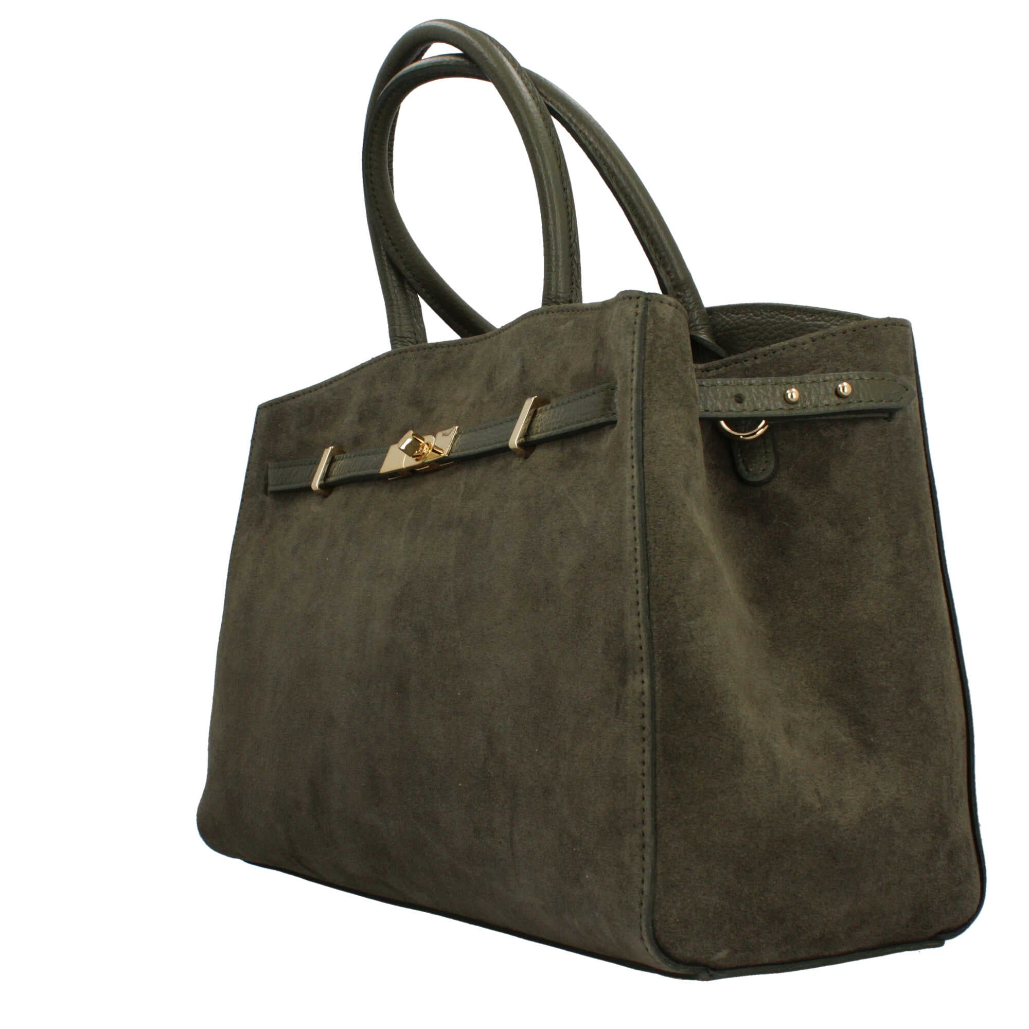 Borsa Made in Italy in stile elegante con manici rigidi e dettaglio frontale VERDE TU | Giò Fashion