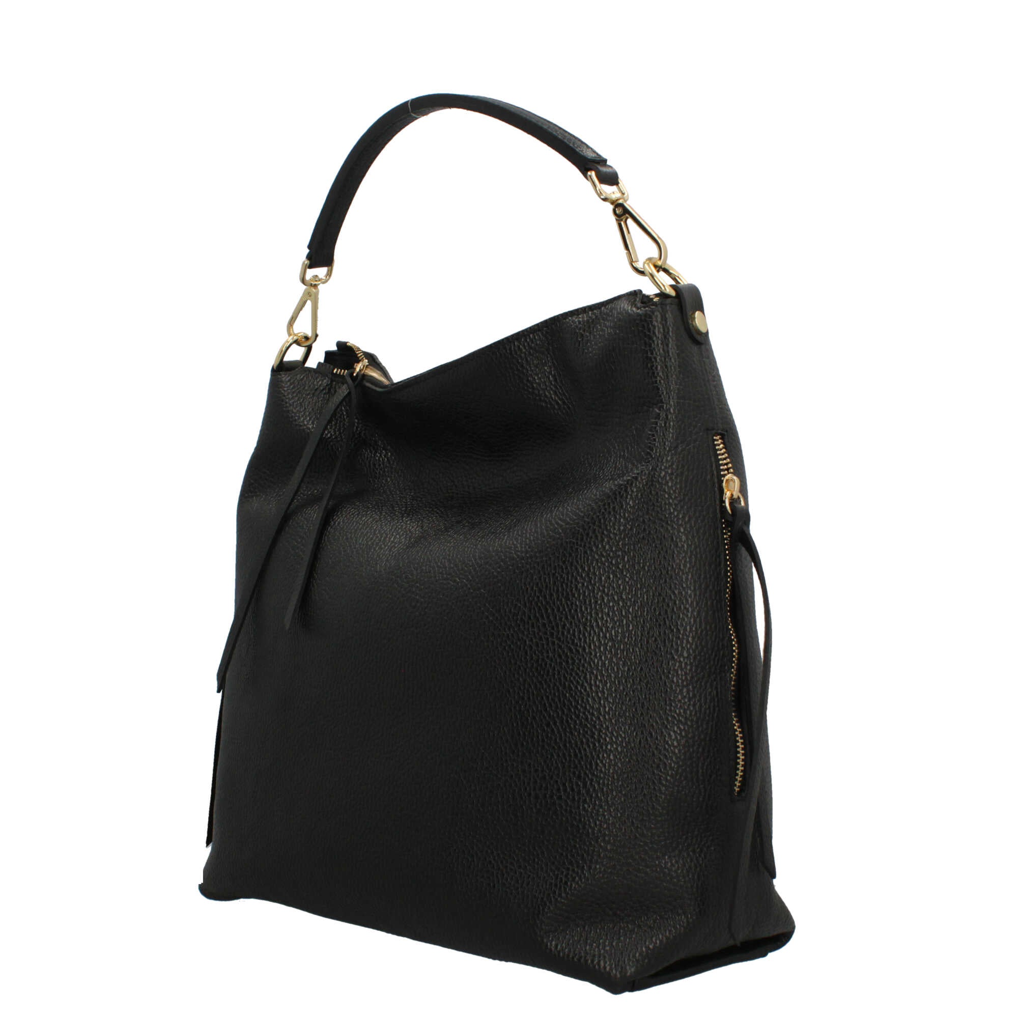 Borsa a spalla Made in Italy in pelle con tracolla rimovibile Nero TU | Giò Fashion