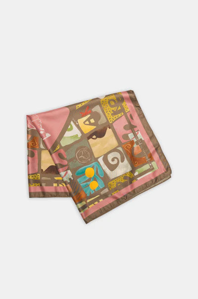 Anekke foulard donna quadrato con stampa grafica e design iconico Rosa TU | Giò Fashion