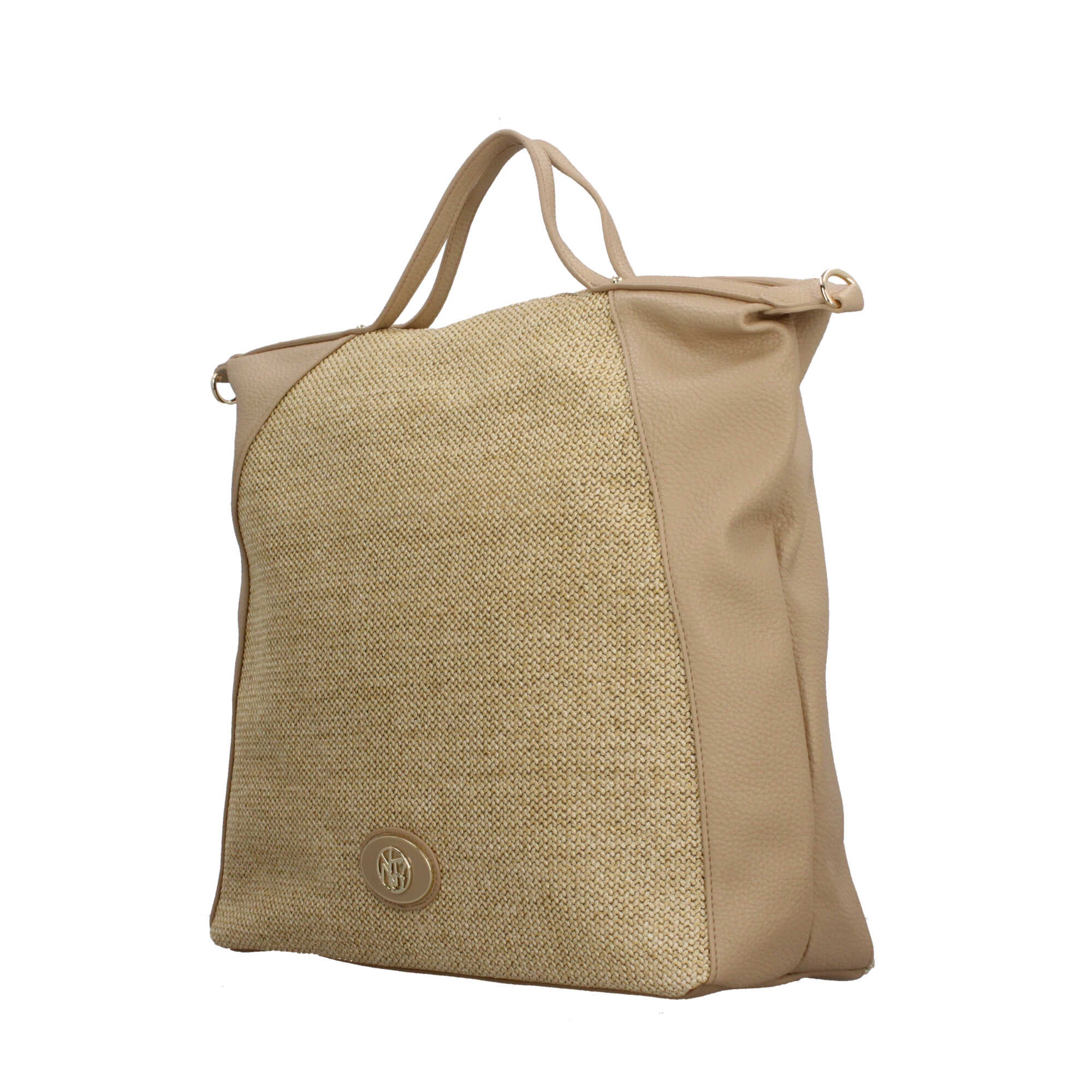 Borsa donna YNot maxi in rafia con doppi manici e tracolla