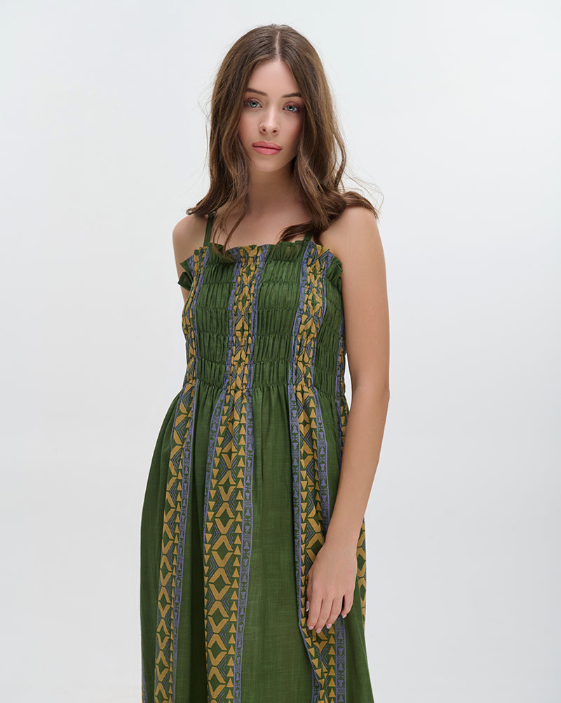 Ble Resort Collection Abito Lungo Senza Maniche con Dettagli Ricamati