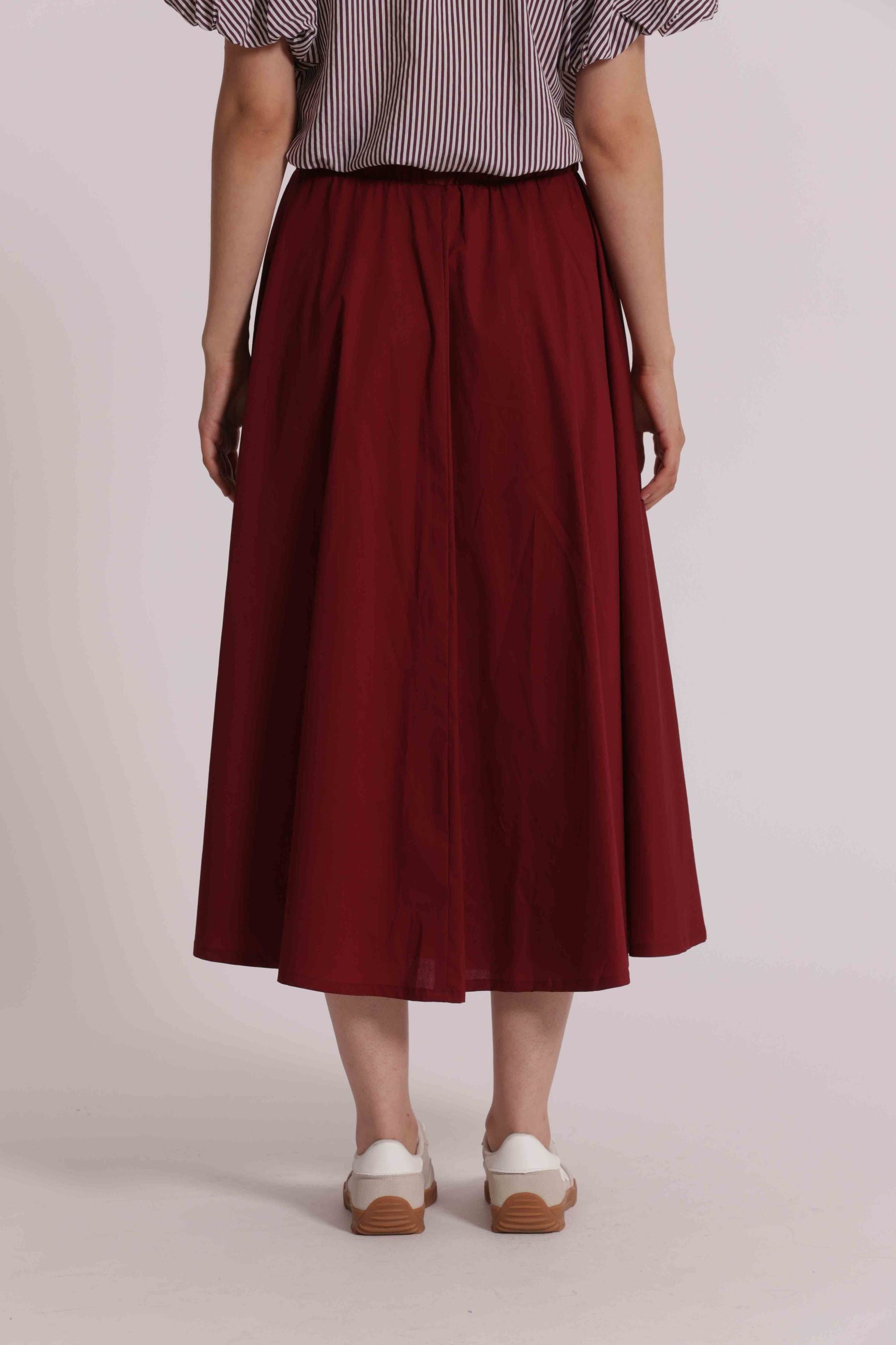Gonna Midi Mimi Mua Elastico in Vita BORDEAUX S | Giò Fashion