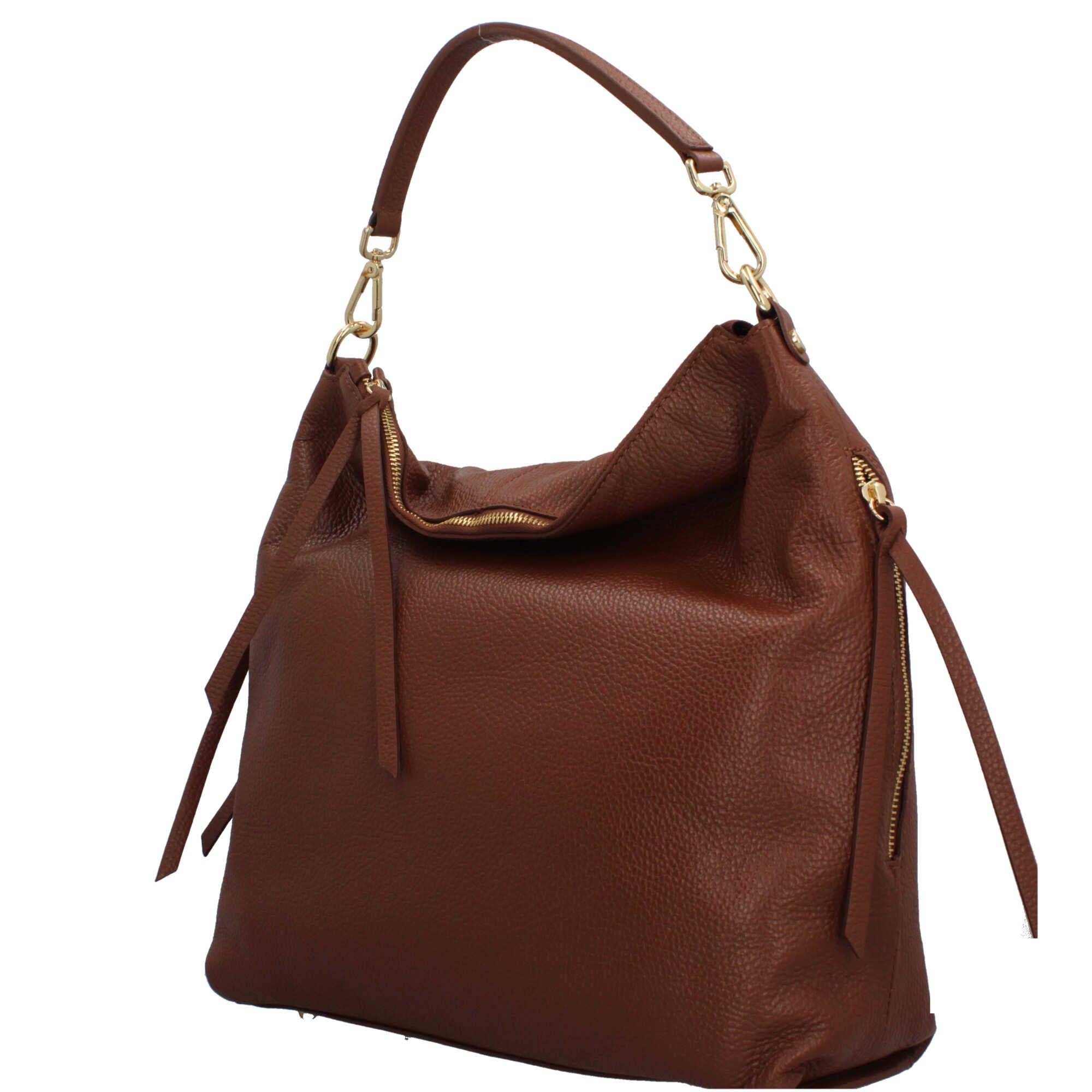 Borsa a spalla Made in Italy in pelle con tracolla rimovibile CUOIO TU | Giò Fashion