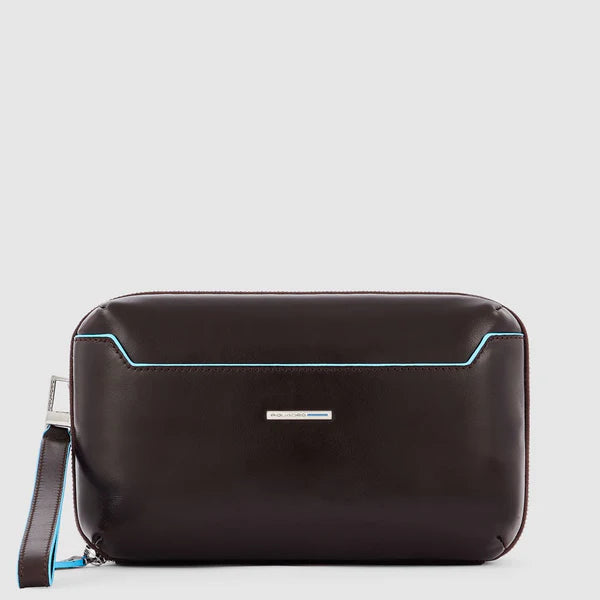 Piquadro pochette da uomo con zip e laccio da polso in pelle MOGANO TU | Giò Fashion