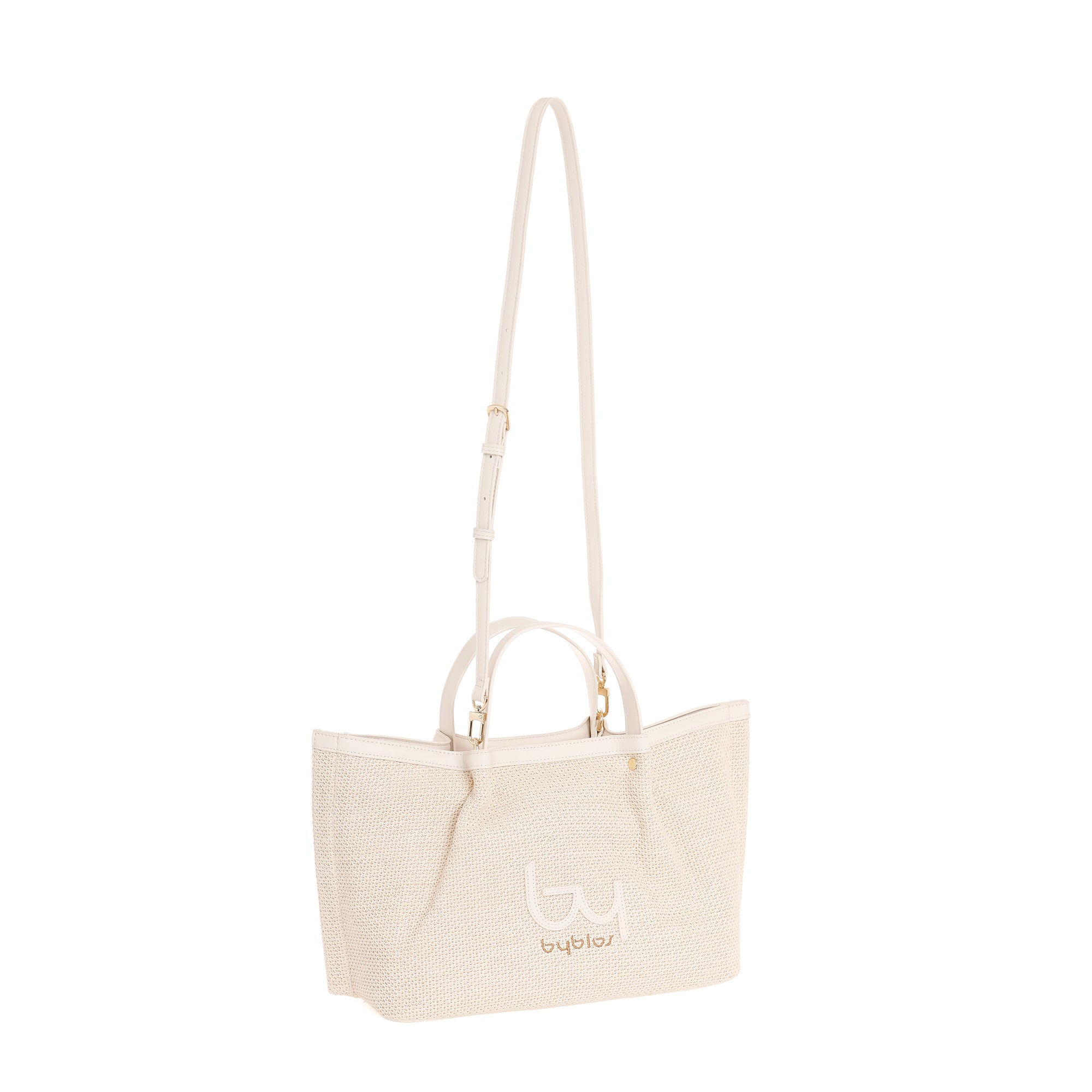 Borsa a mano Byblos donna in tessuto con manici rigidi e tracolla regolabile AVORIO TU | Giò Fashion