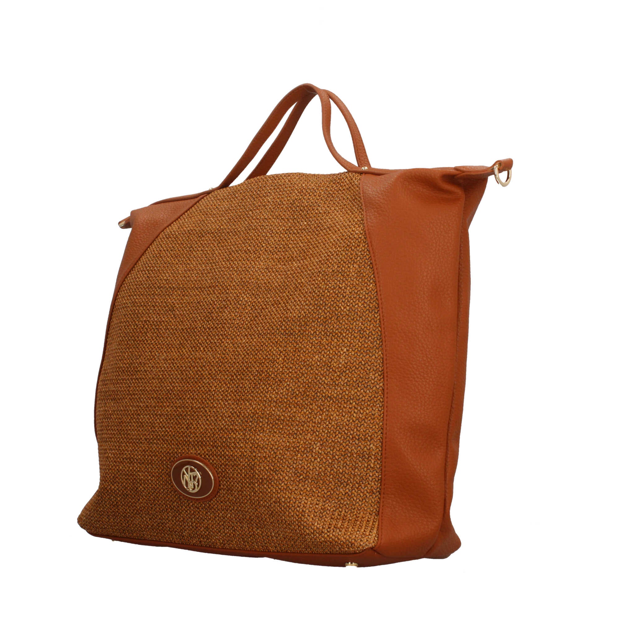 Borsa donna YNot maxi in rafia con doppi manici e tracolla