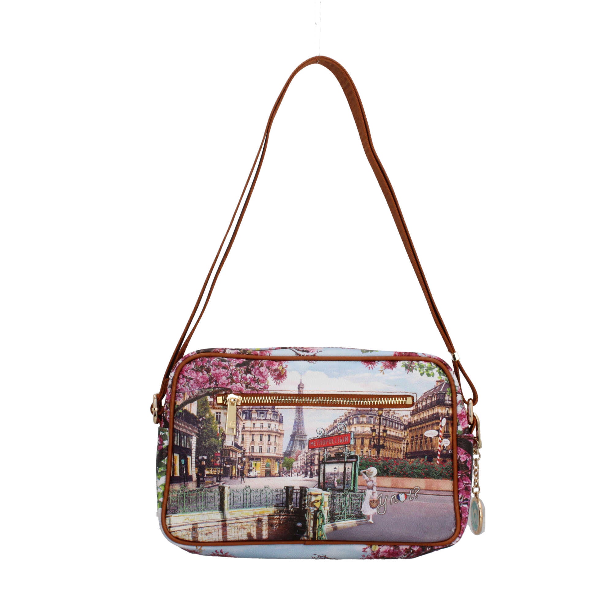 Borsa a tracolla YNot con stampa artistica e chiusura zip