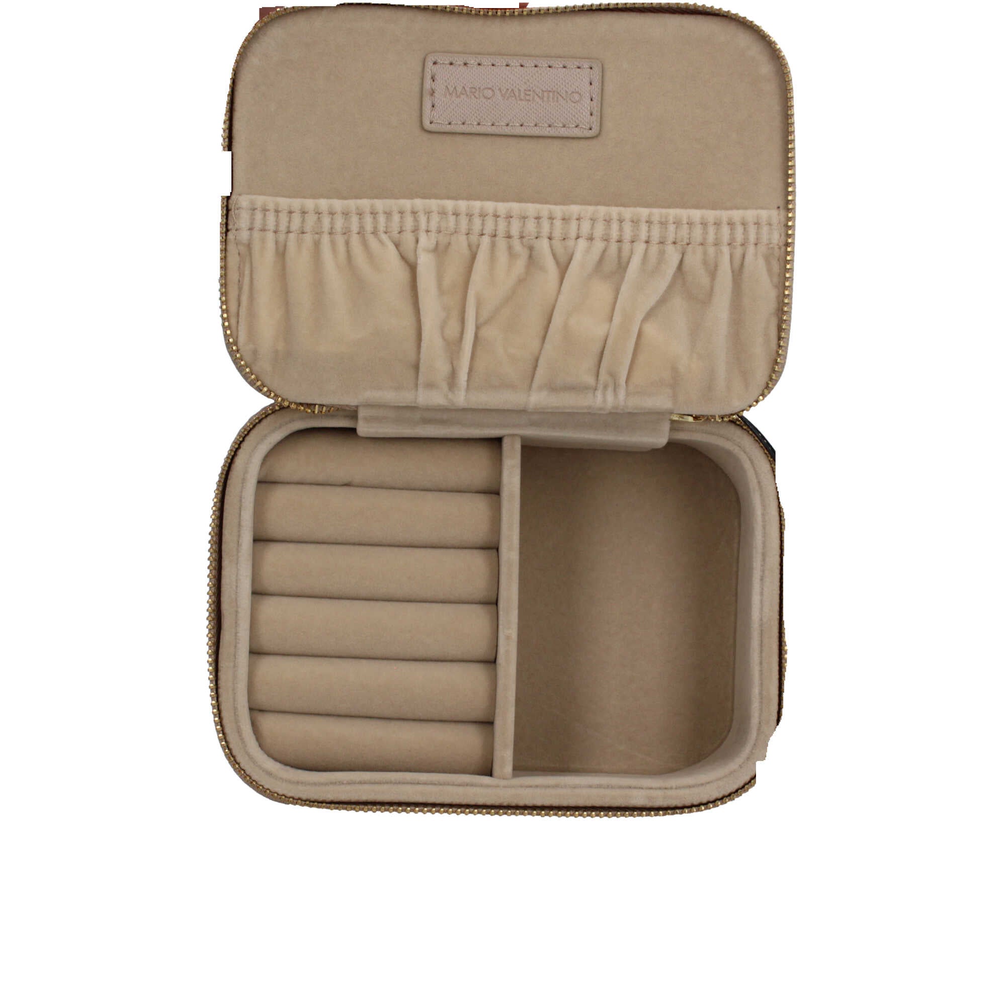 Valentino porta gioielli rigido in saffiano con chiusura zip VPG9MF831 Beige TU | Giò Fashion