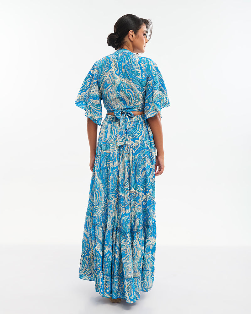 Ble Resort Collection Set Top e Gonna Lunga con Disegni