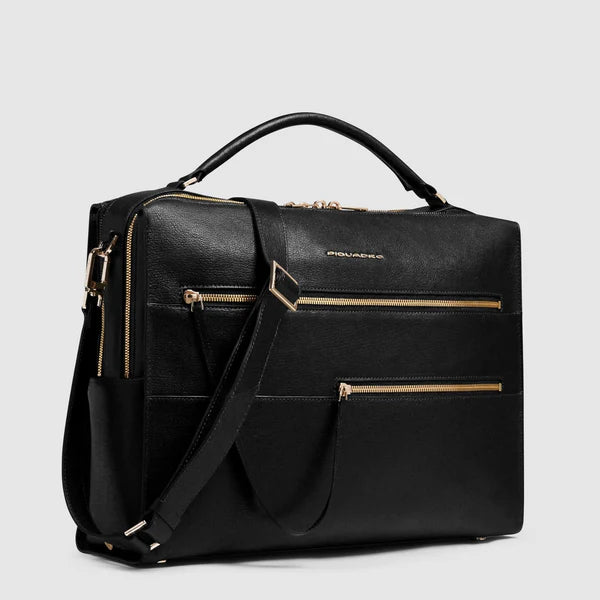 Borsa Piquadro in pelle con scomparto per laptop e doppia tasca frontale Nero TU | Giò Fashion