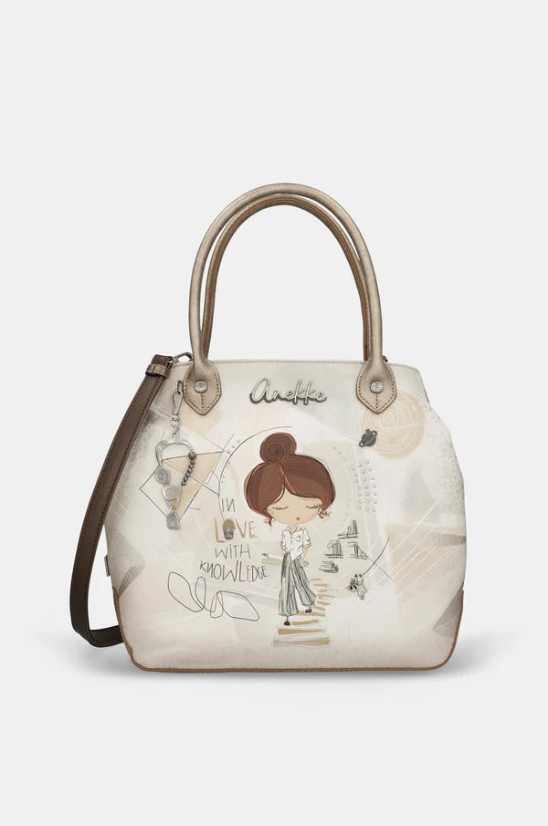 Borsa a mano donna Anekke grande con tracolla regolabile e zip Beige TU | Giò Fashion