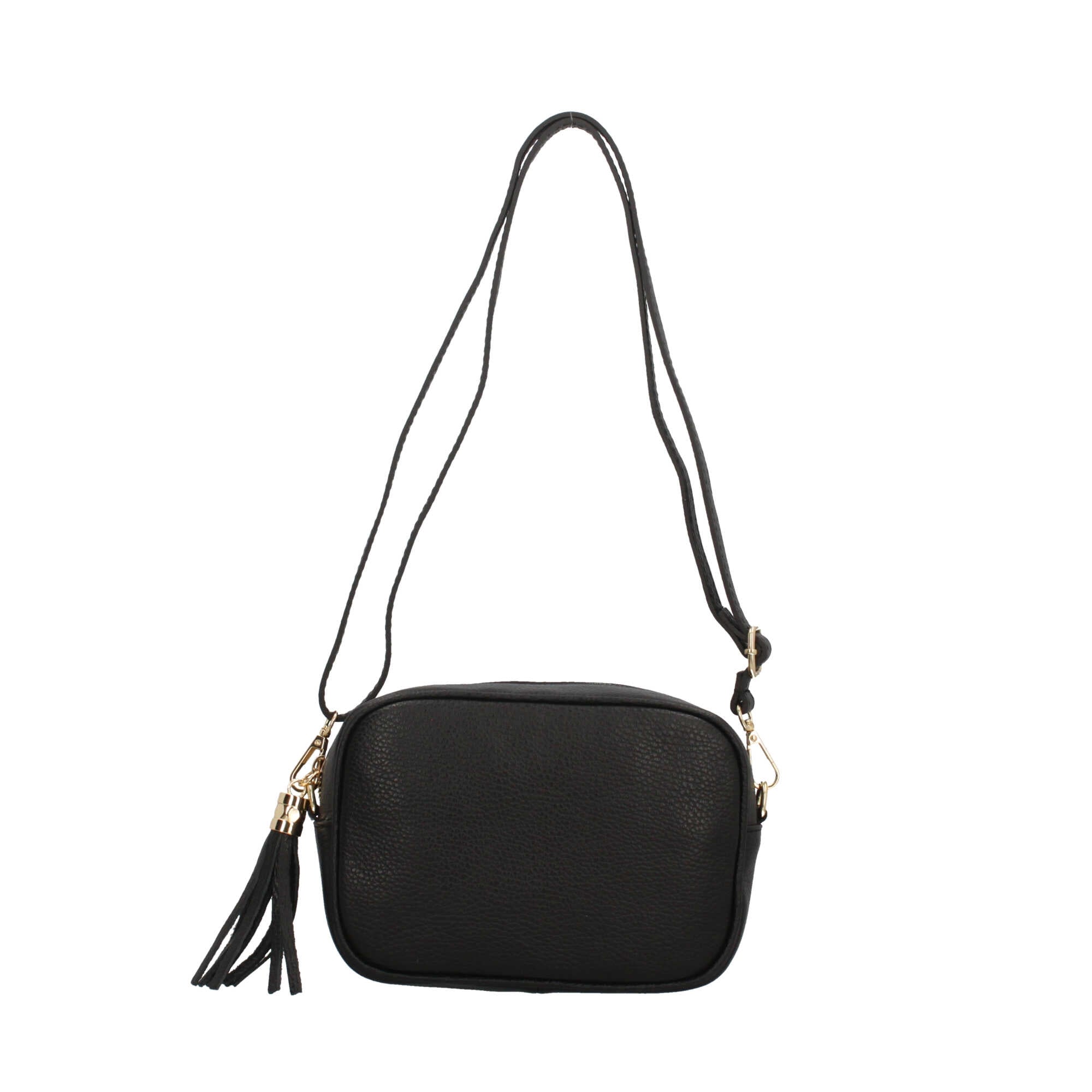 BORSA A TRACOLLA IN VERA PELLE NERO TU | Giò Fashion