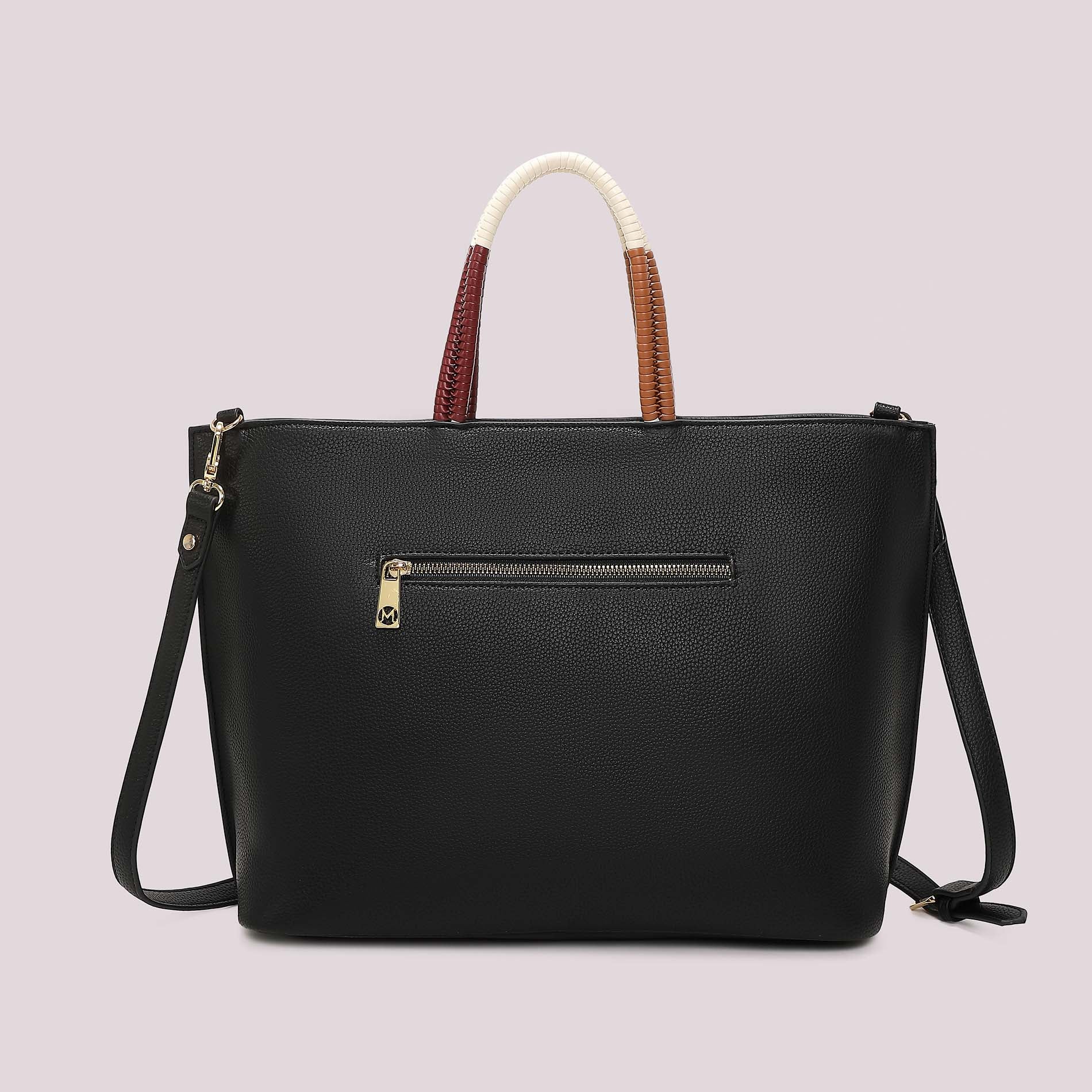 Mimi Mua borsa a mano con manici intrecciati e tracolla removibile NERO TU | Giò Fashion