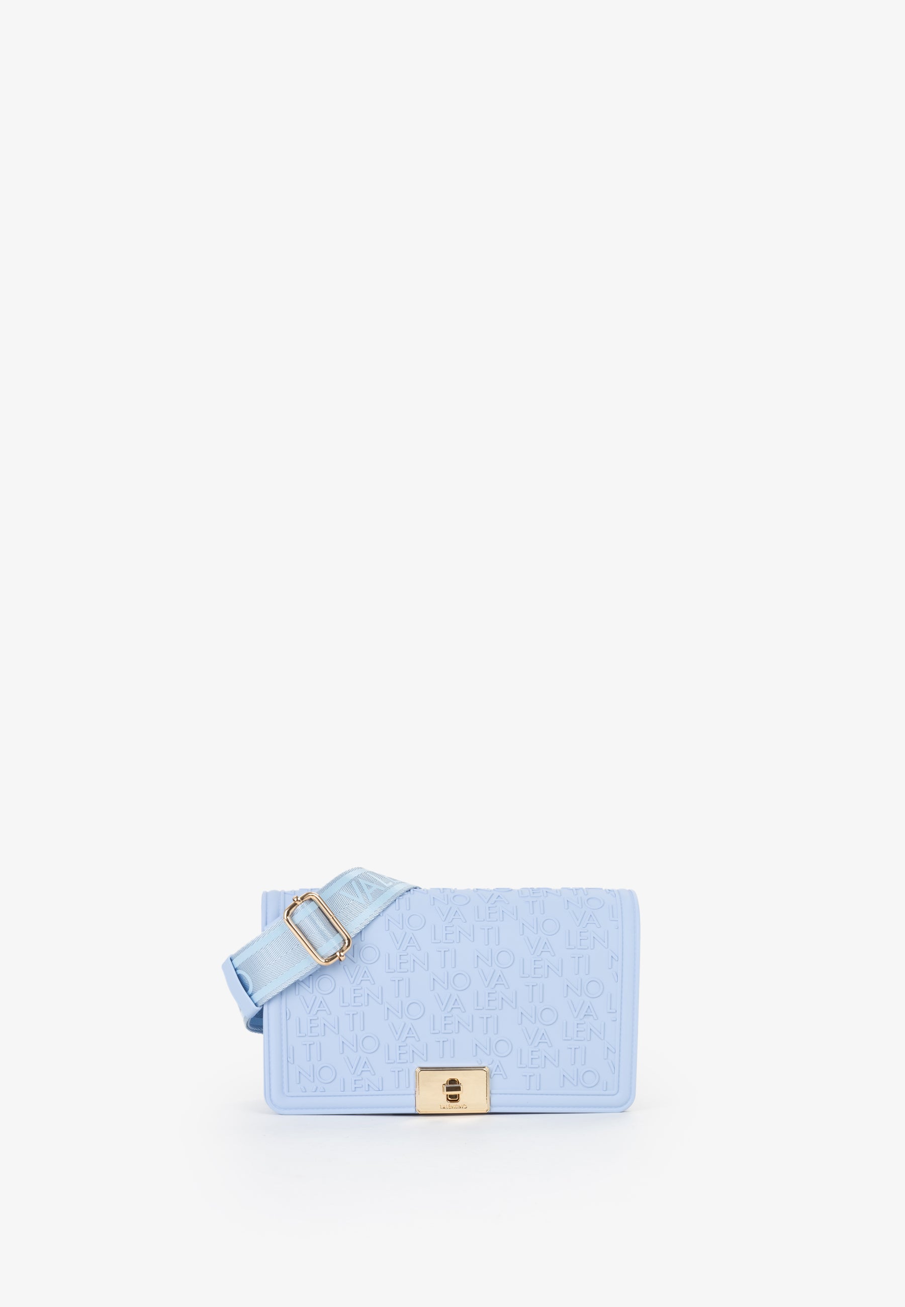 Borsa a tracolla Mario Valentino con logo embossed e chiusura frontale elegante Azzurro TU | Giò Fashion